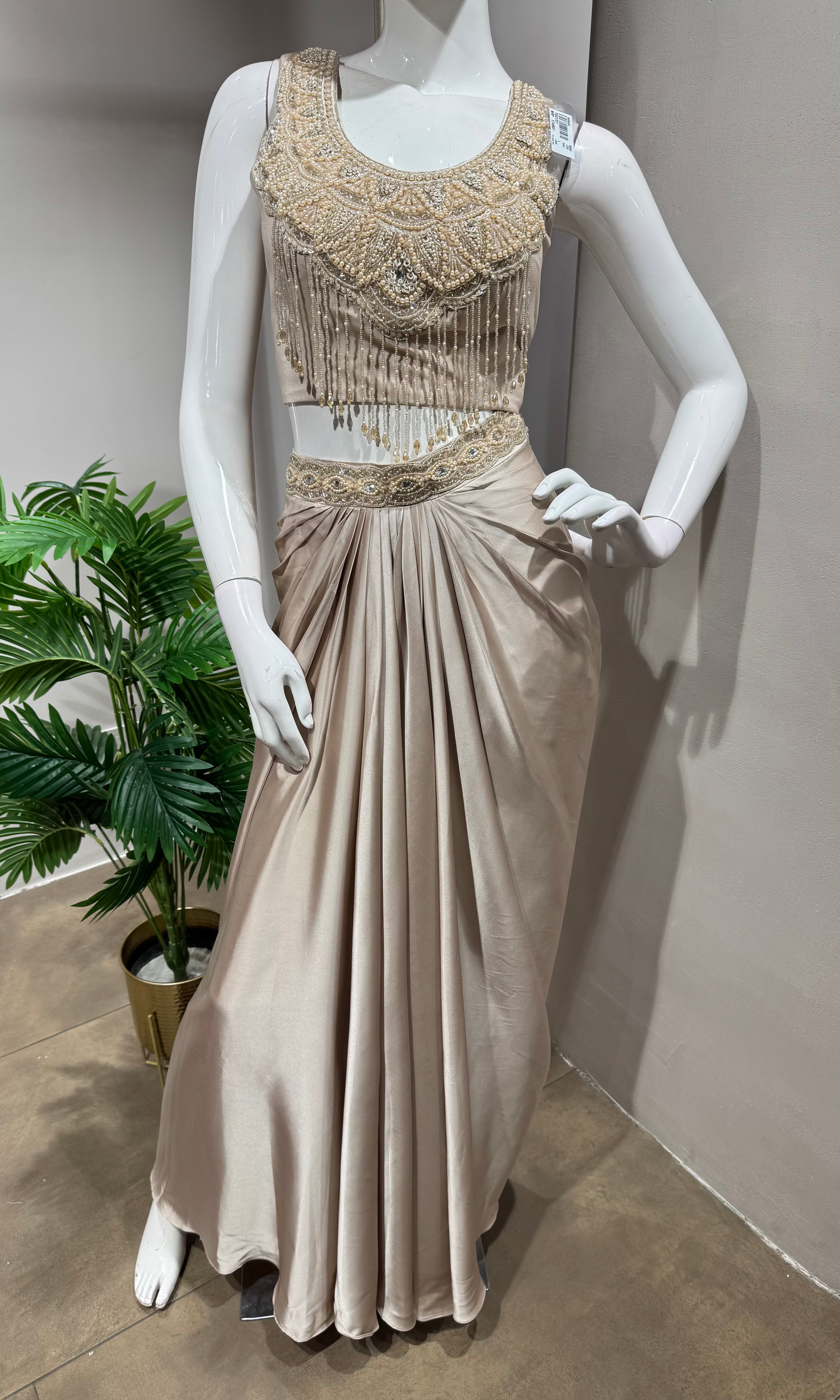BEAGH DRAPED SKIRT WITH EMBROIDERED BLOUSE