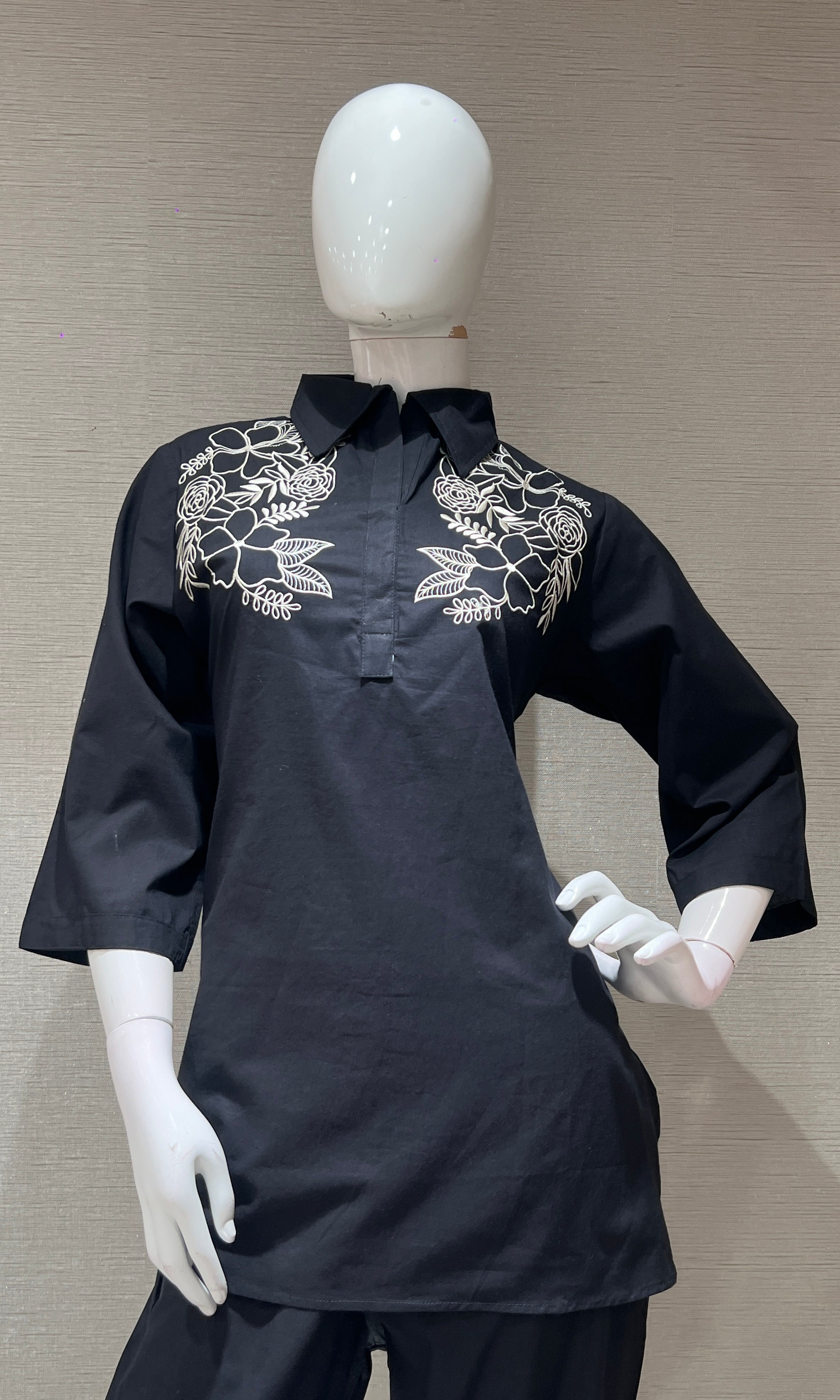 Black Ivory Floral Cord set