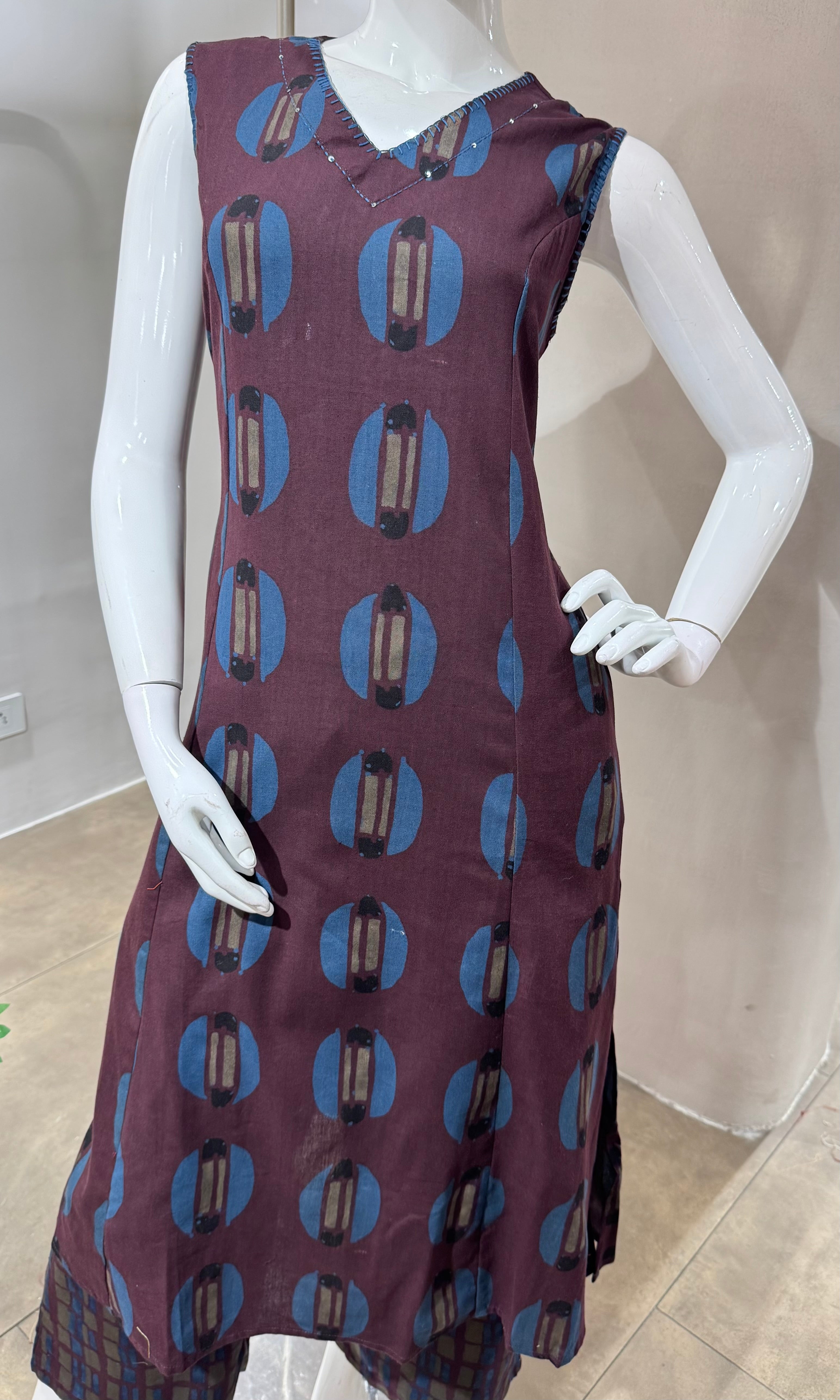 BROWN KURTI WITH BOTTOM