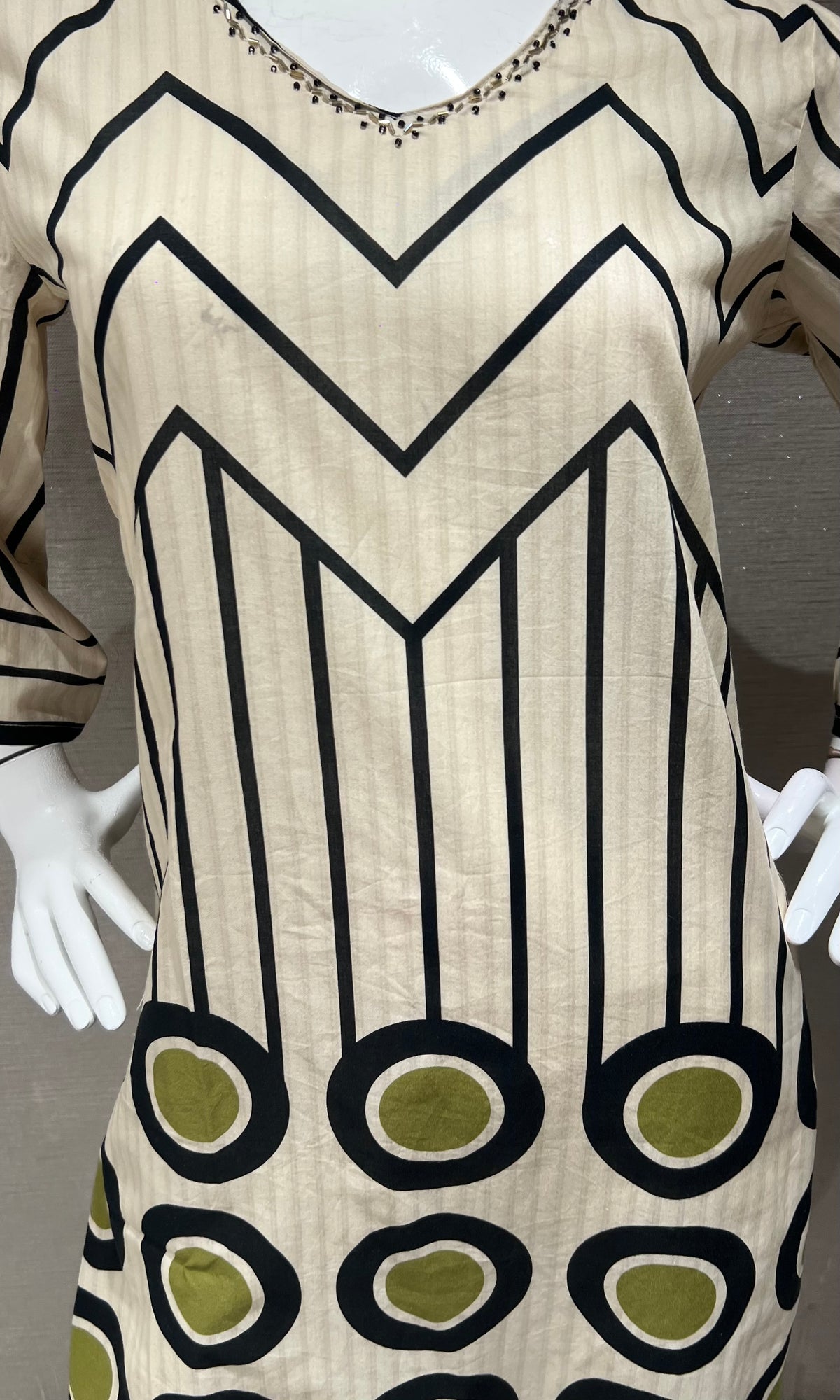 Green Geometric digital pattern kurti with pants