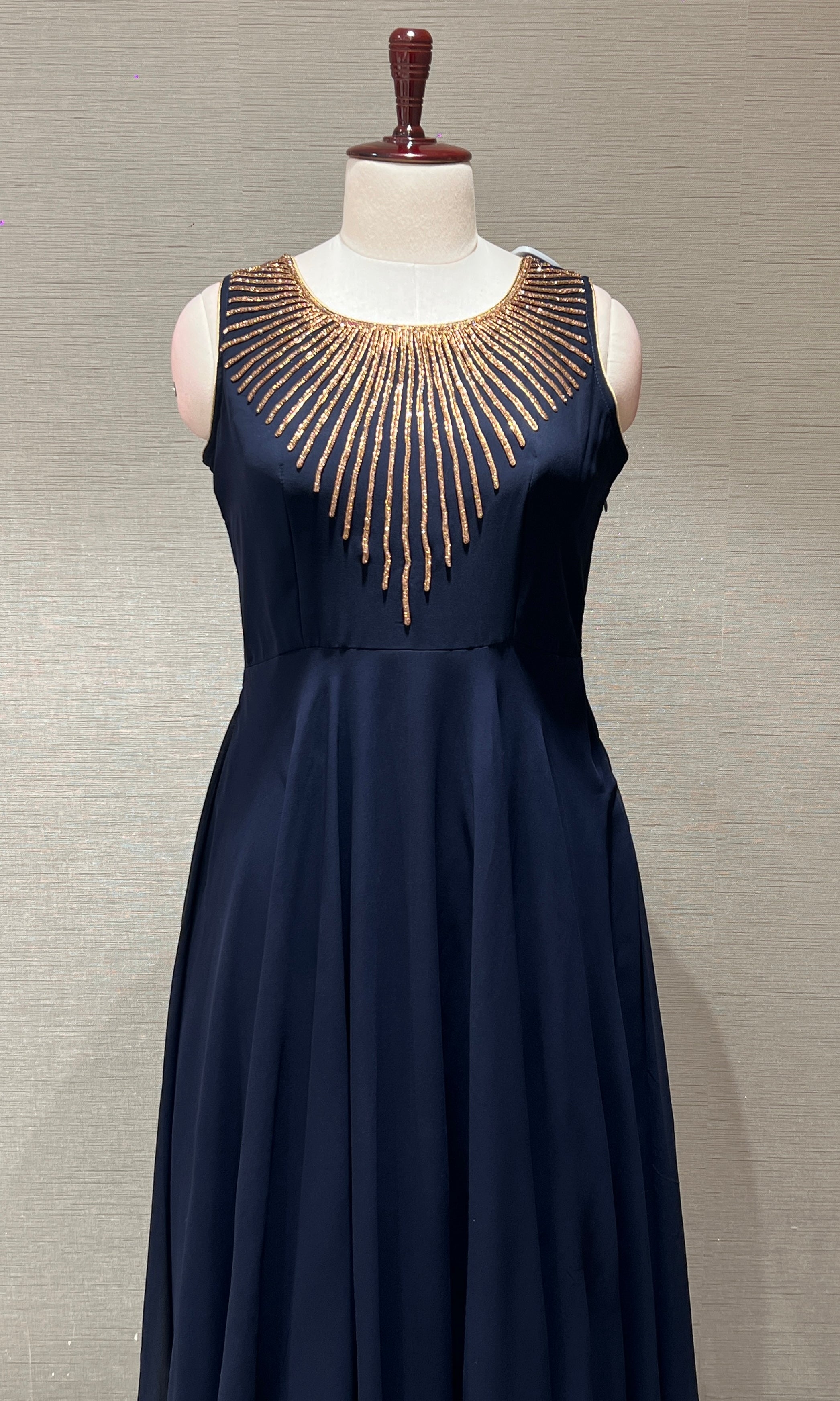 Navy blue Georgette blue long dress