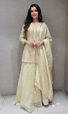 Cream Embroidered Tissue Peplum Palazzo set