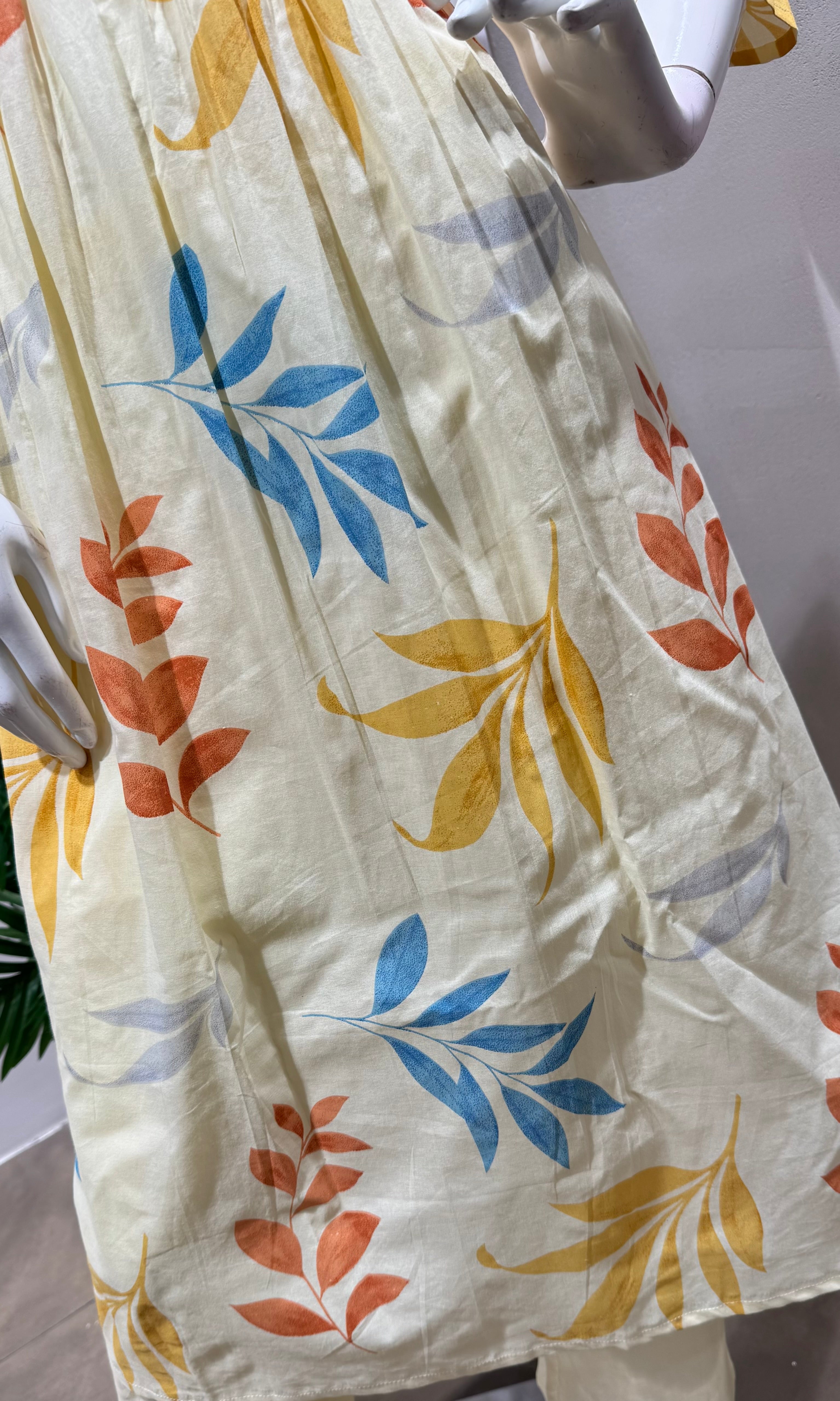LIGHT ORANGE Floral Printed Cotton Kurta Set