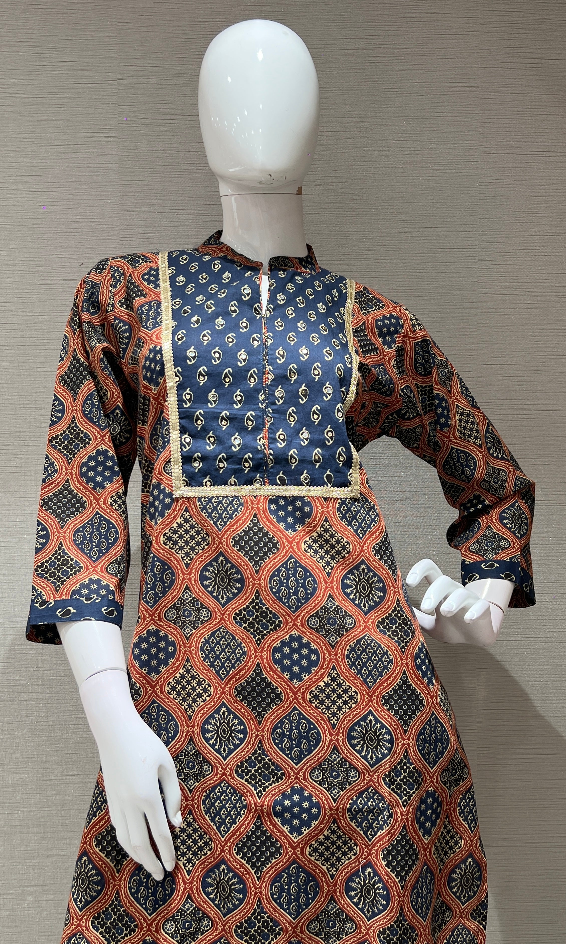 Blue INTRICATE PRINTED KURTA SET