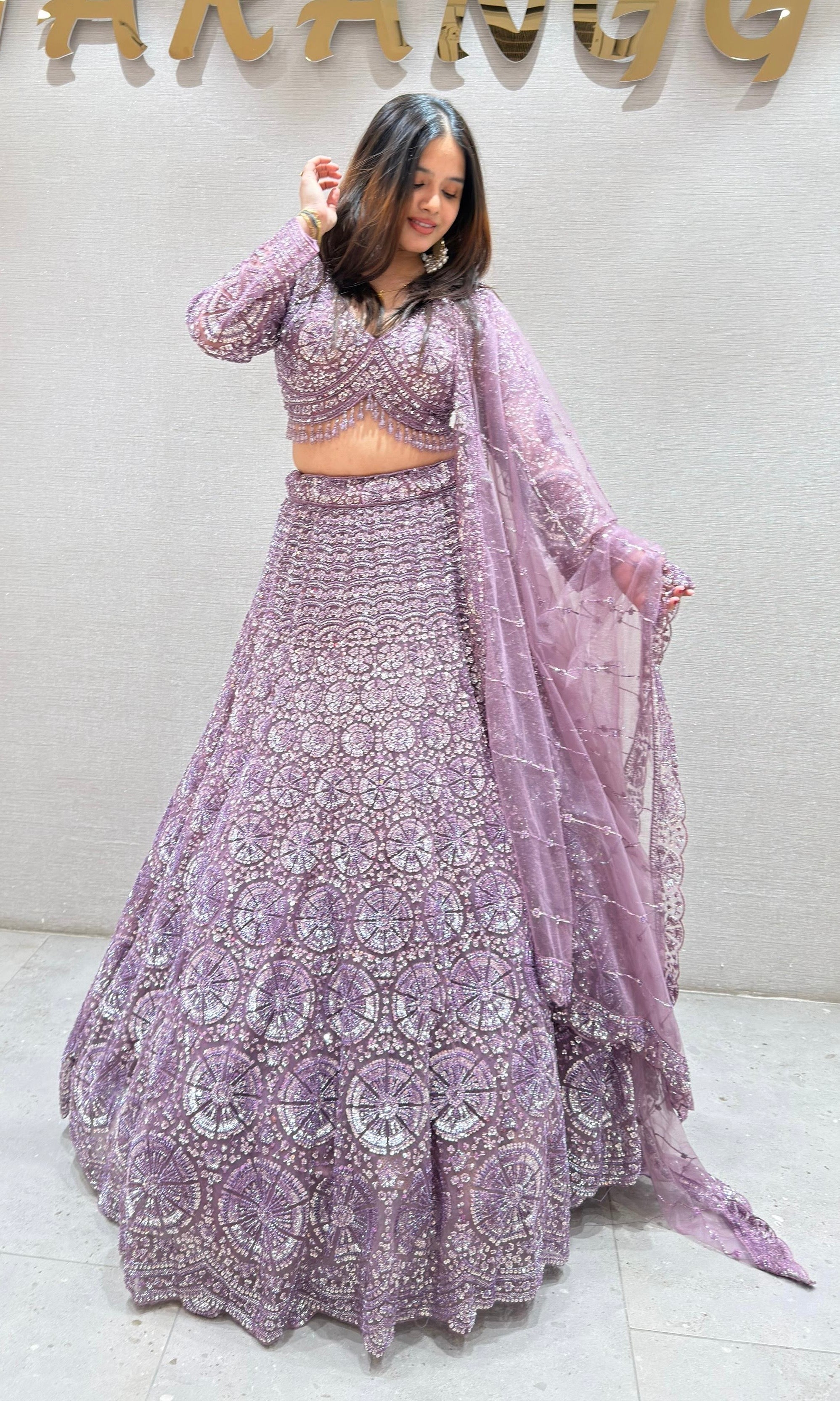 Light PURPLE HEAVY EMBROIDERED Lehenga
