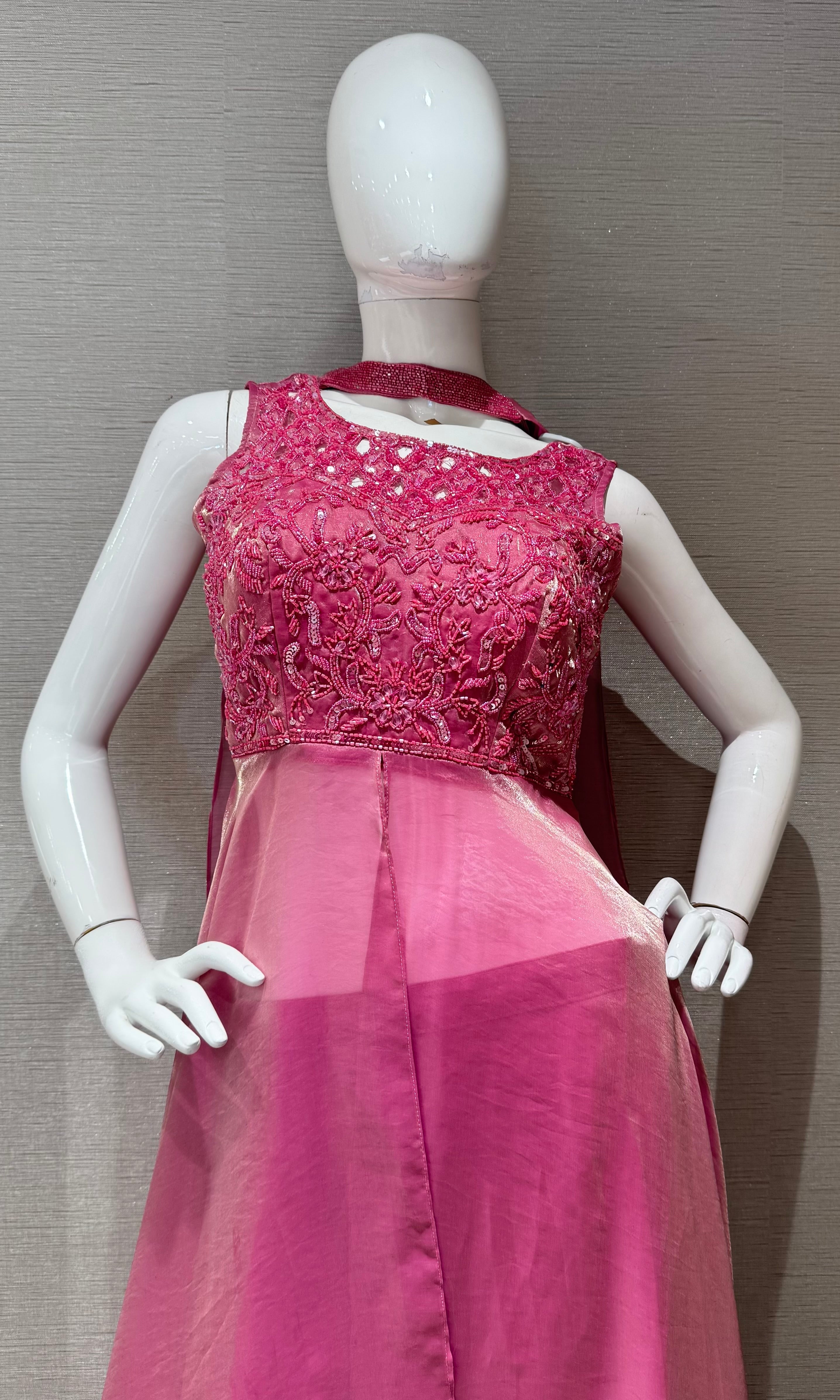 Rose Blush Front slit anarkali palazzo set