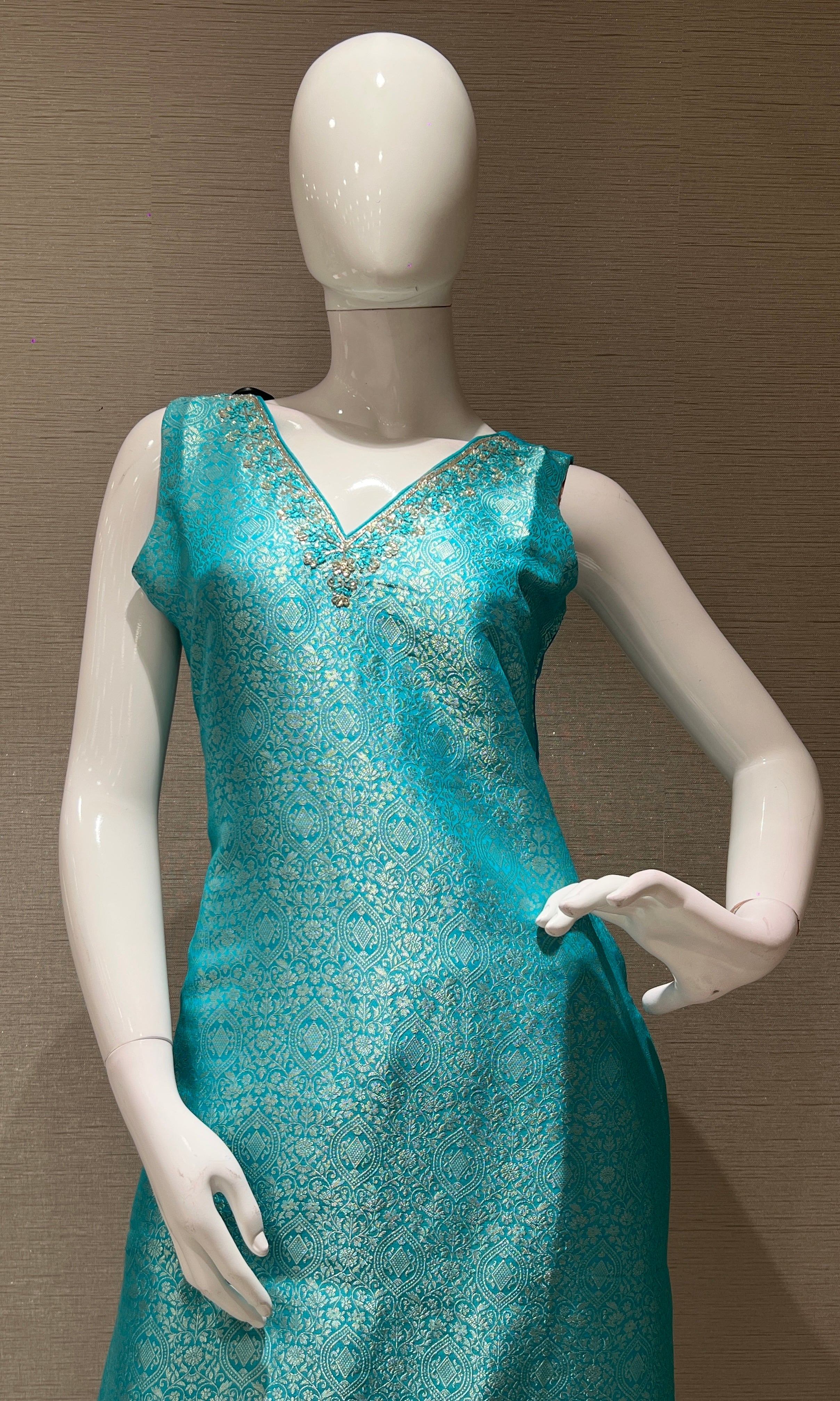 Light Blue Shine Kurta Set with Dupatta