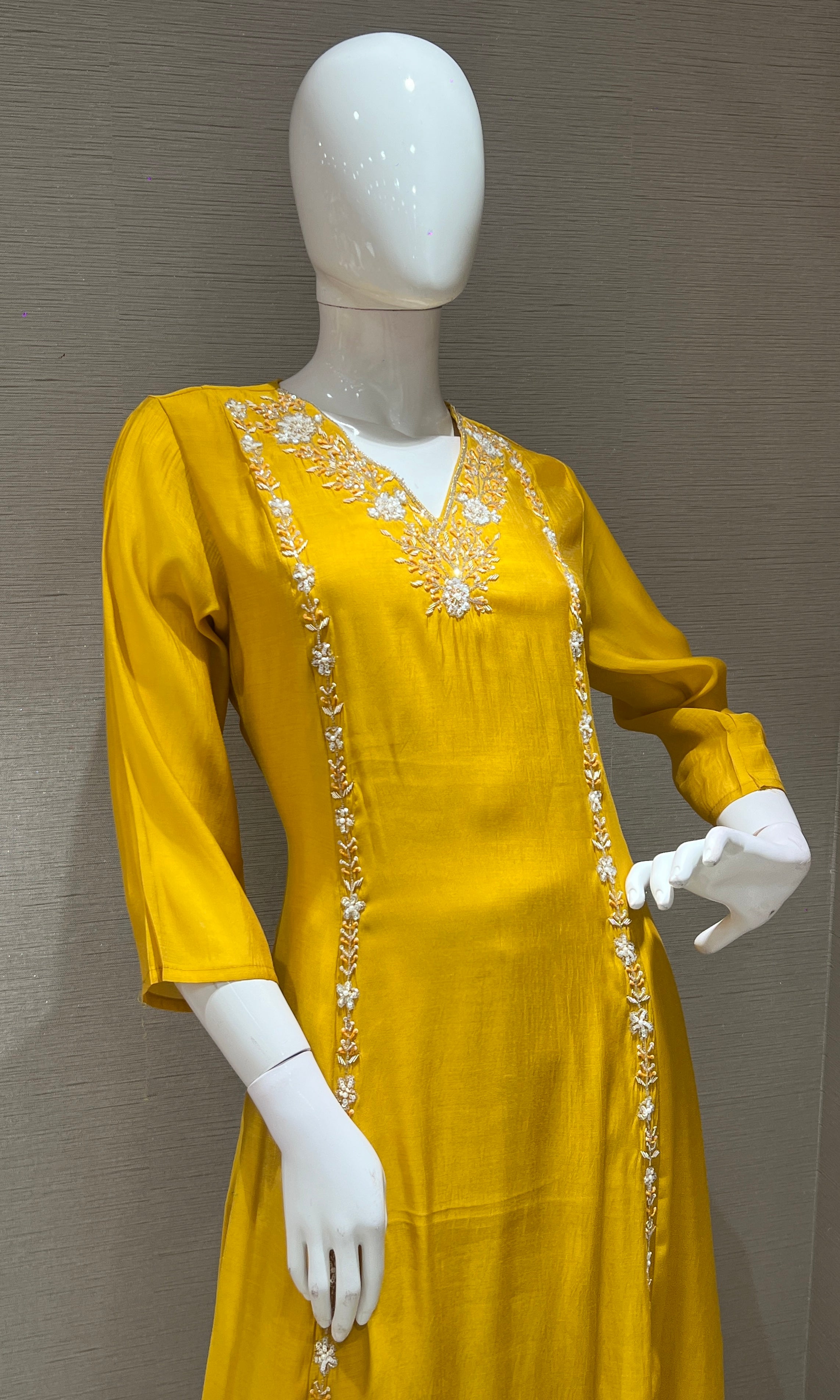 Mustard yellow EMBROIDERED kurta set