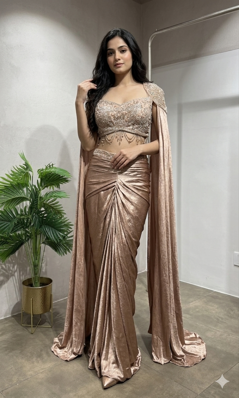Peach Gold skirt with Crystal Blouse