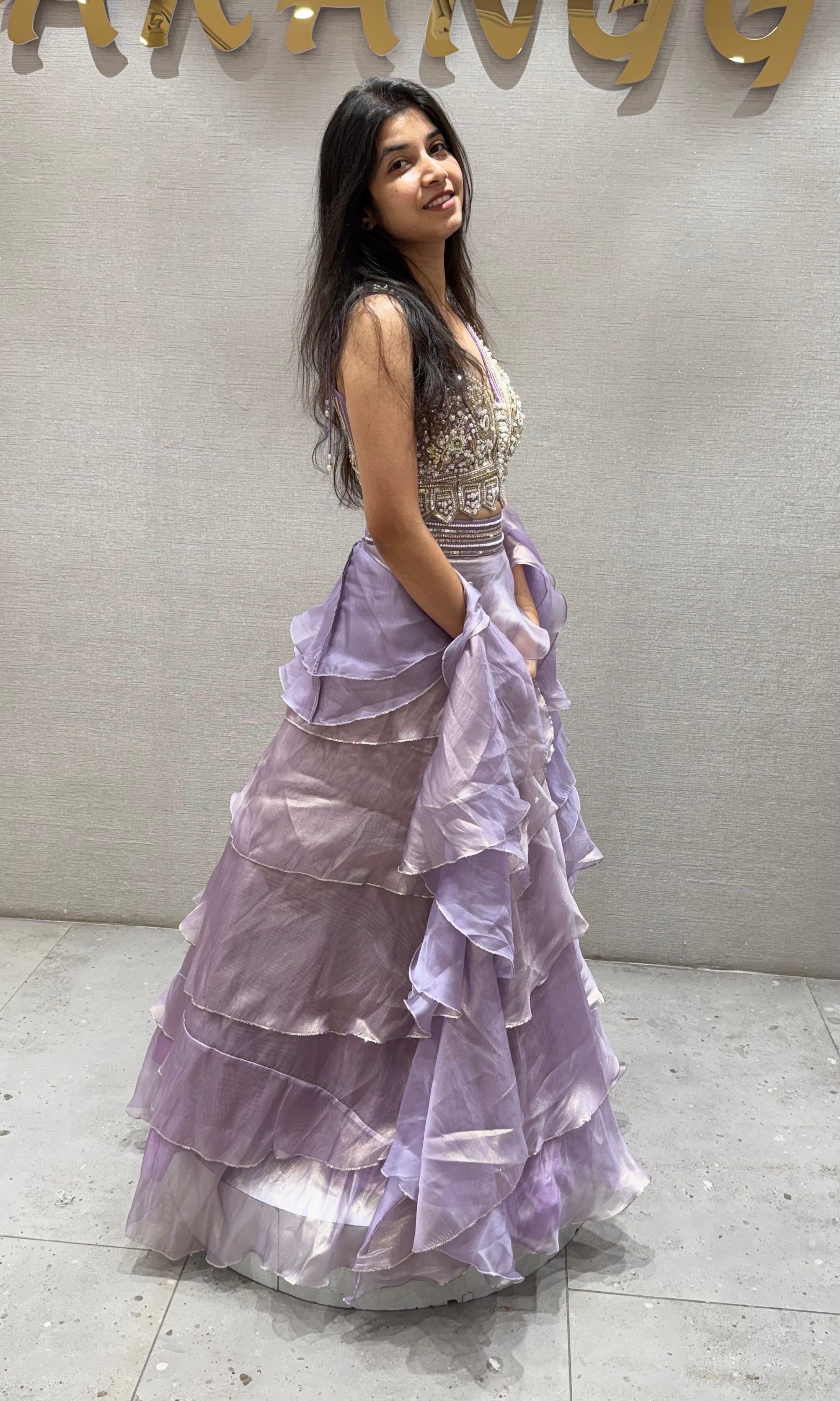LILAC ruffled lehenga set WITH ELEGANT BLOUSE
