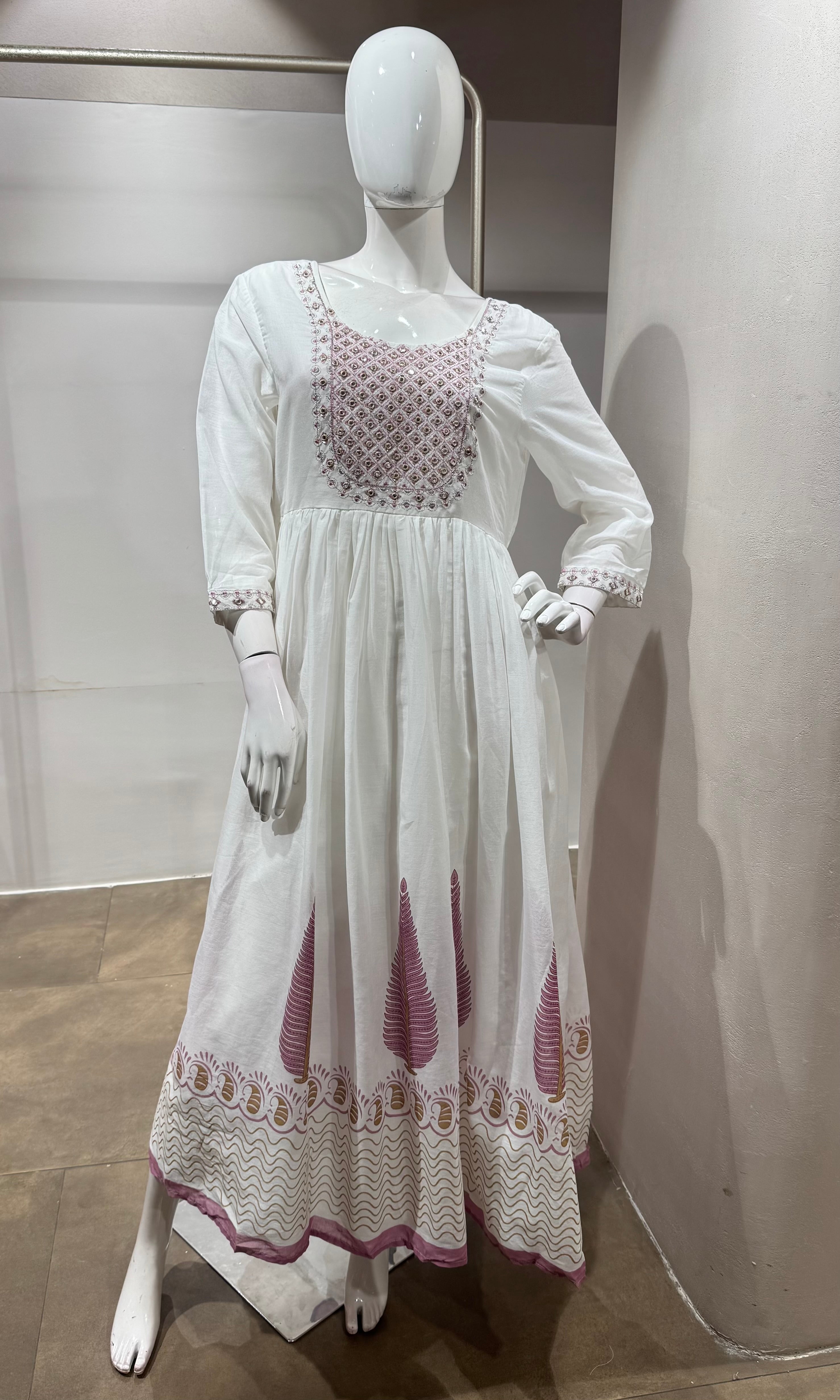 Purple Floral Embroidered Kurta set with Dupatta