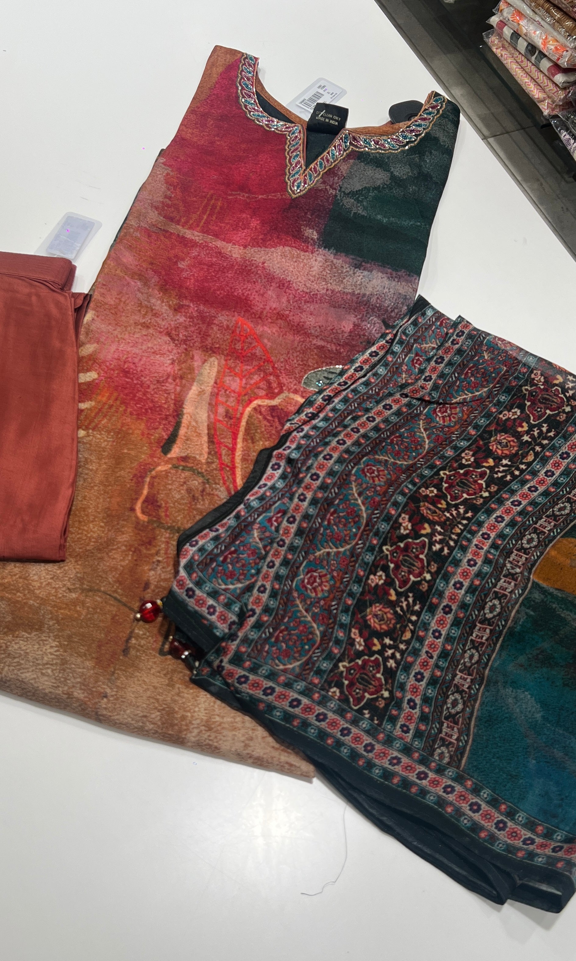 Multi Colour Printed Kurta Set with Dupatta