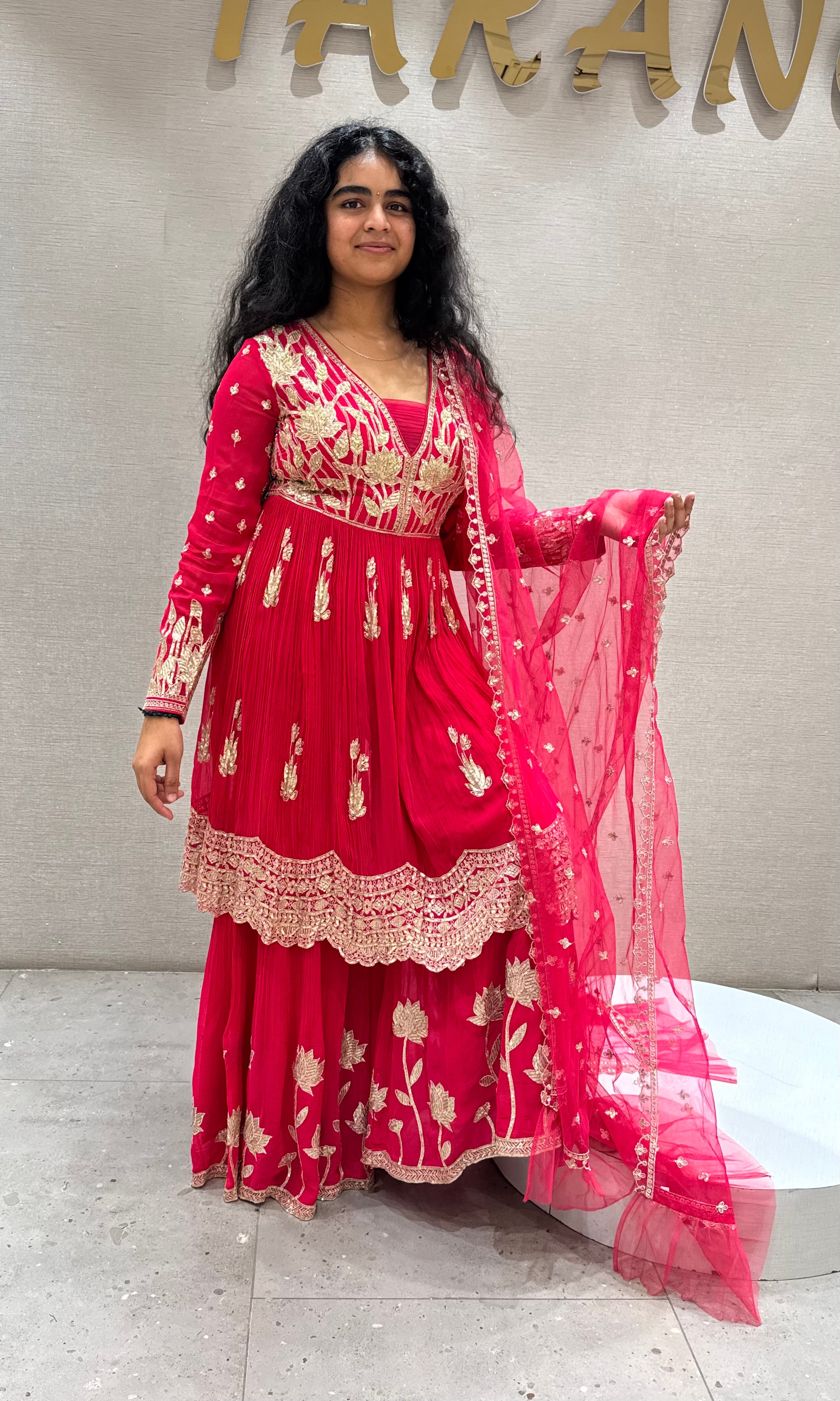 Pink GOLDEN EMBROIDERED SHARARA SET
