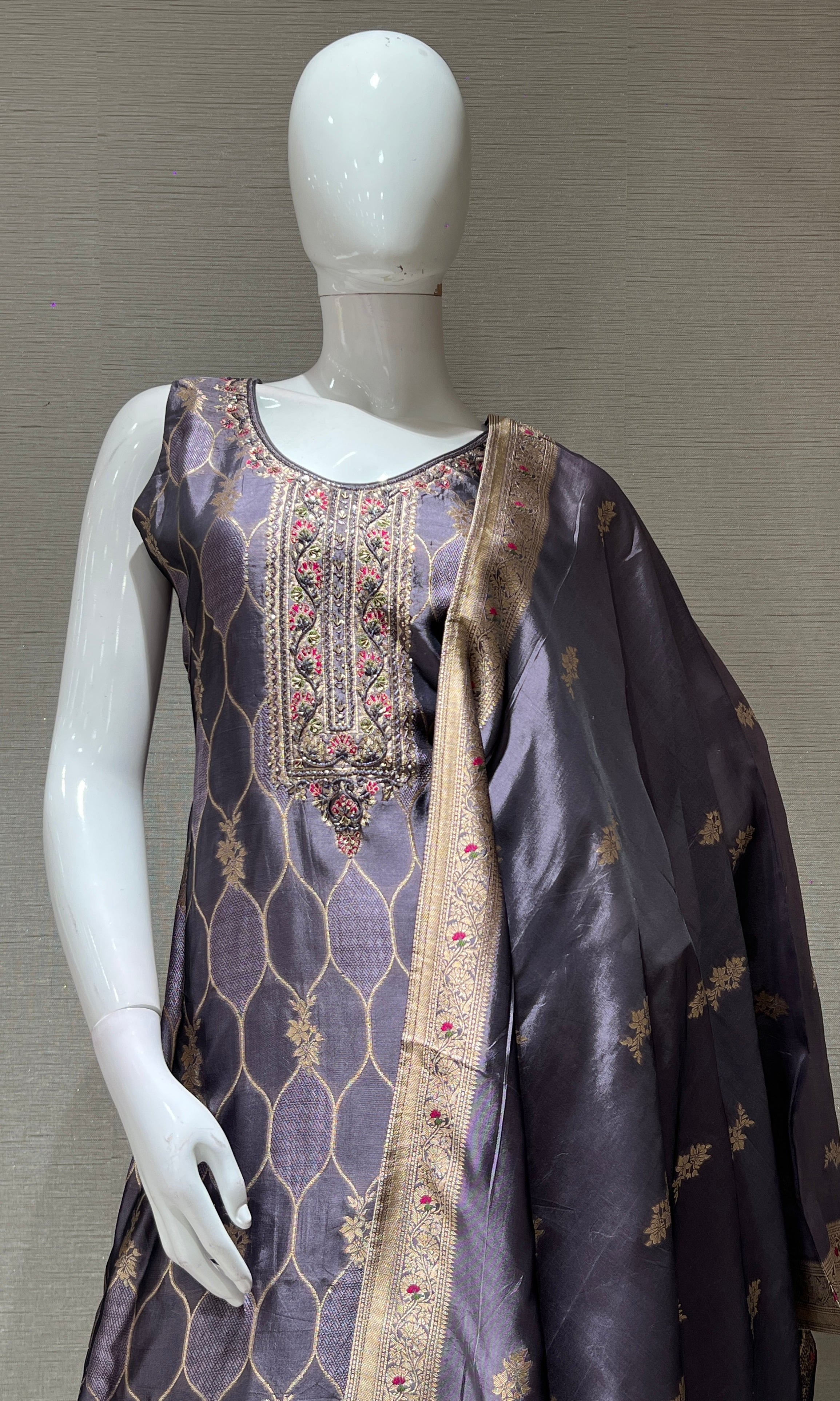 Lilac ethnic print kurta set