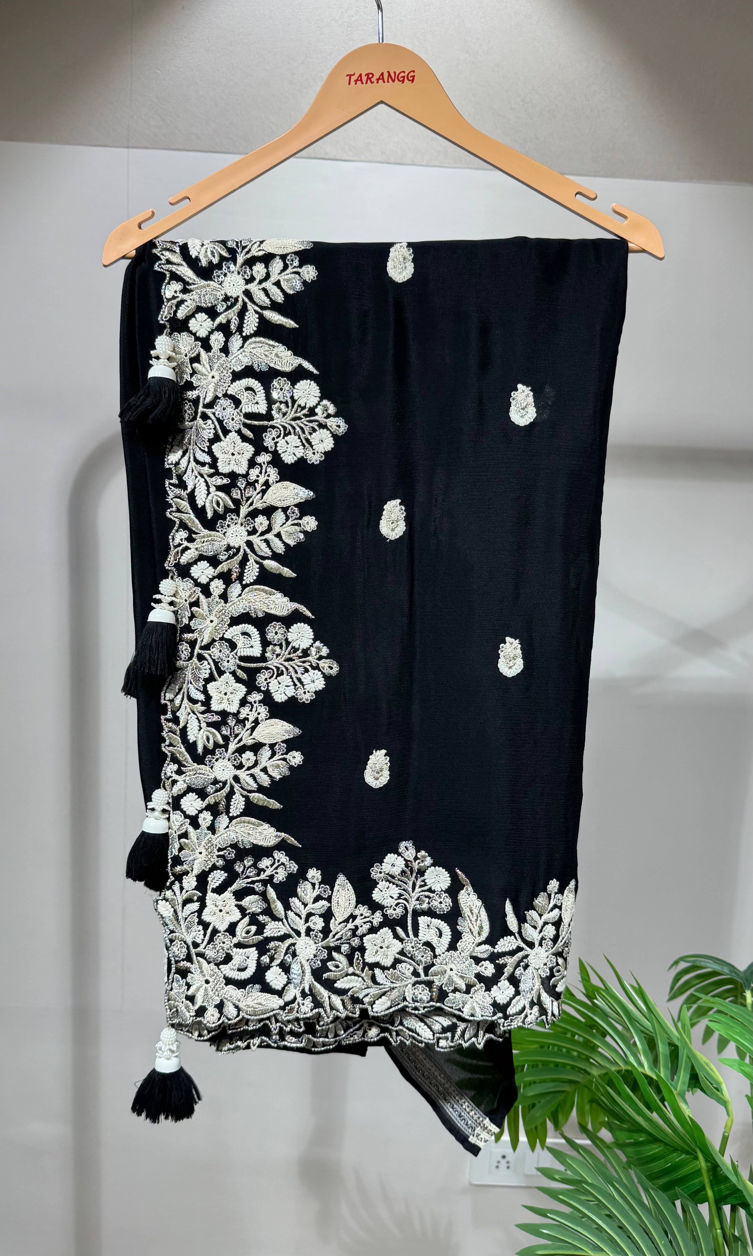 Black saree with EMBROIDERED blouse