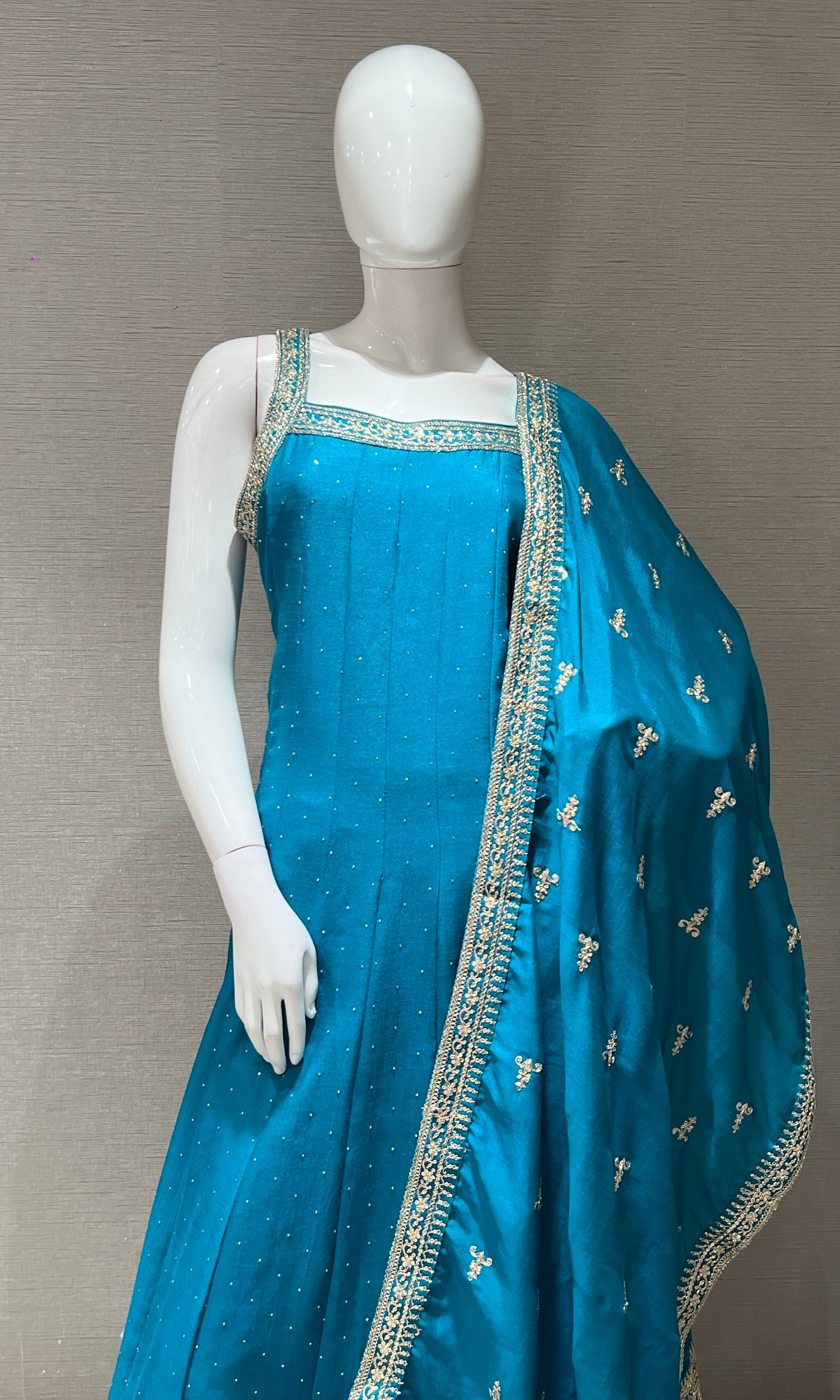 Rama blue gold Ethnic kurta set