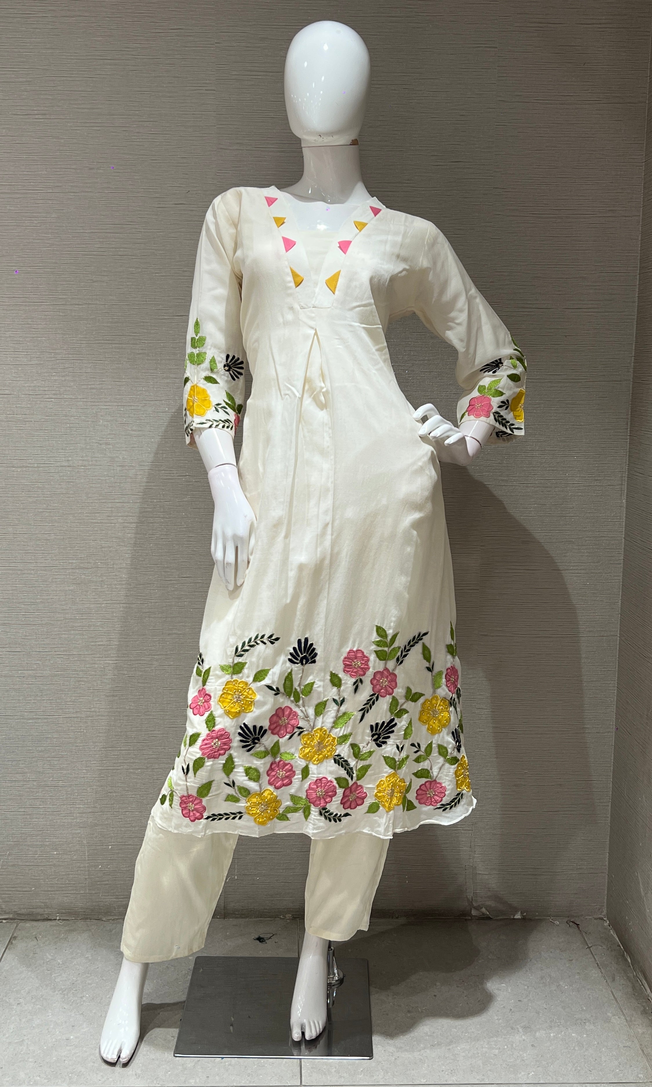 Half white FLORAL kurta set