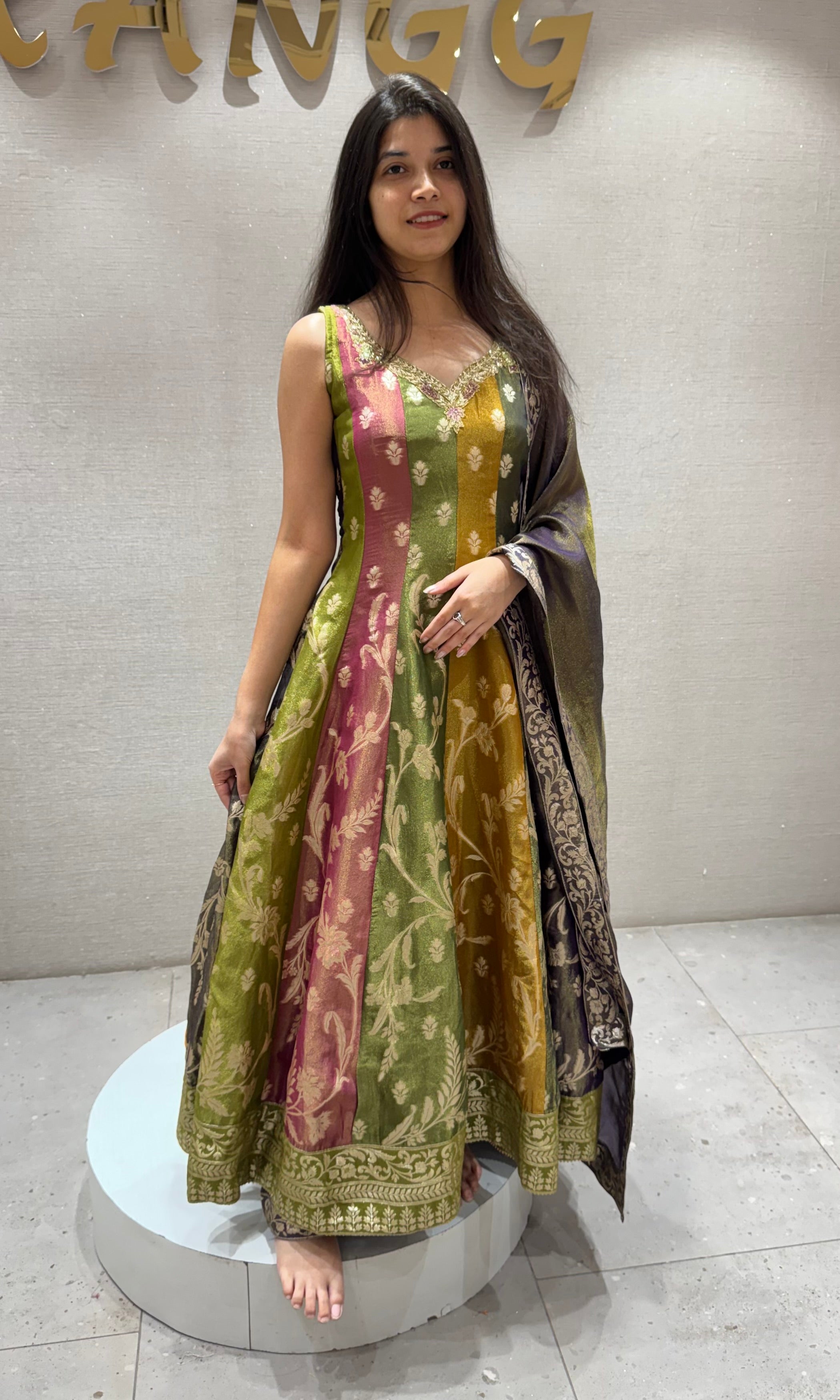 Multi FLORAL BANARASI ANARKALI SET