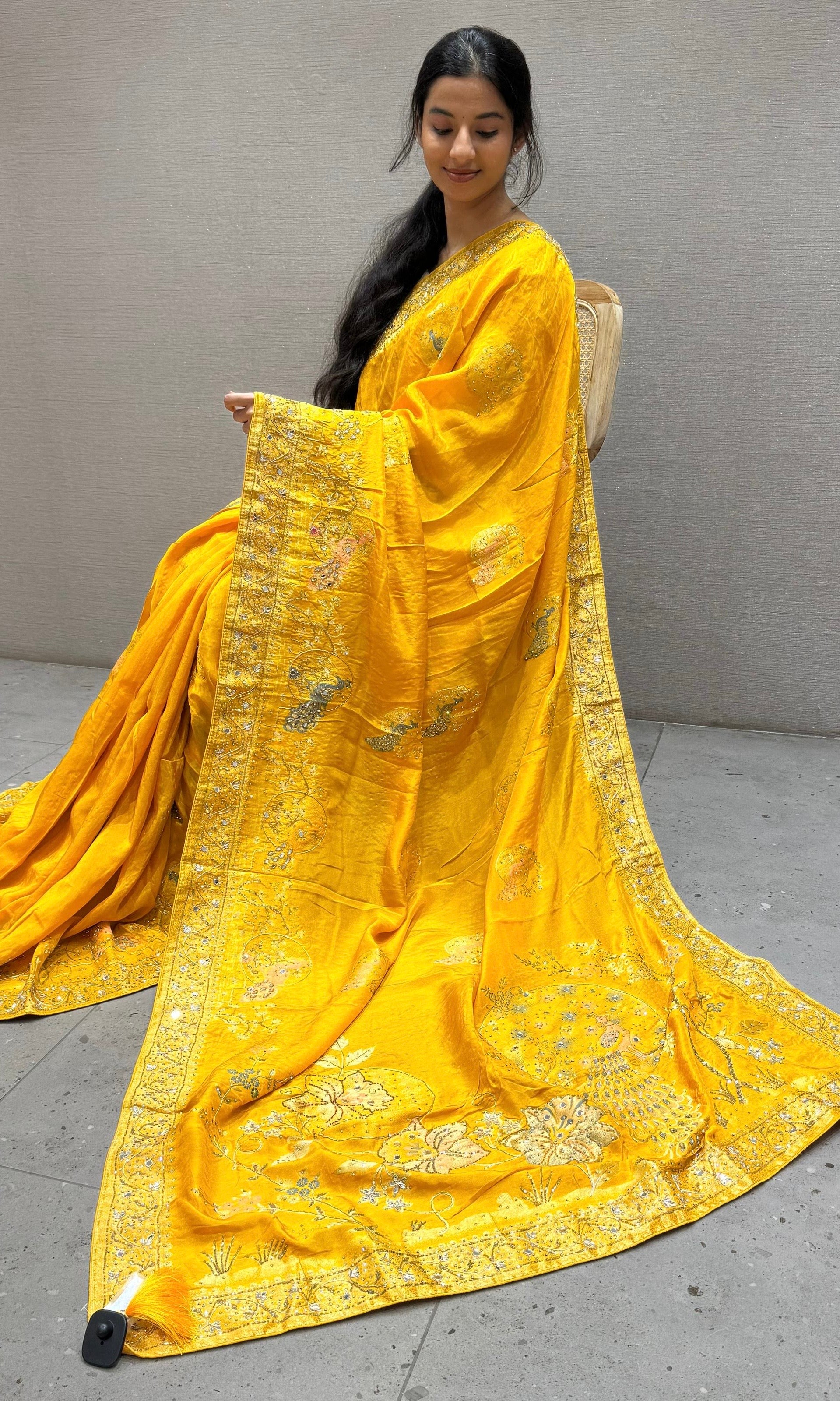 Gold Yellow Banarasi saree