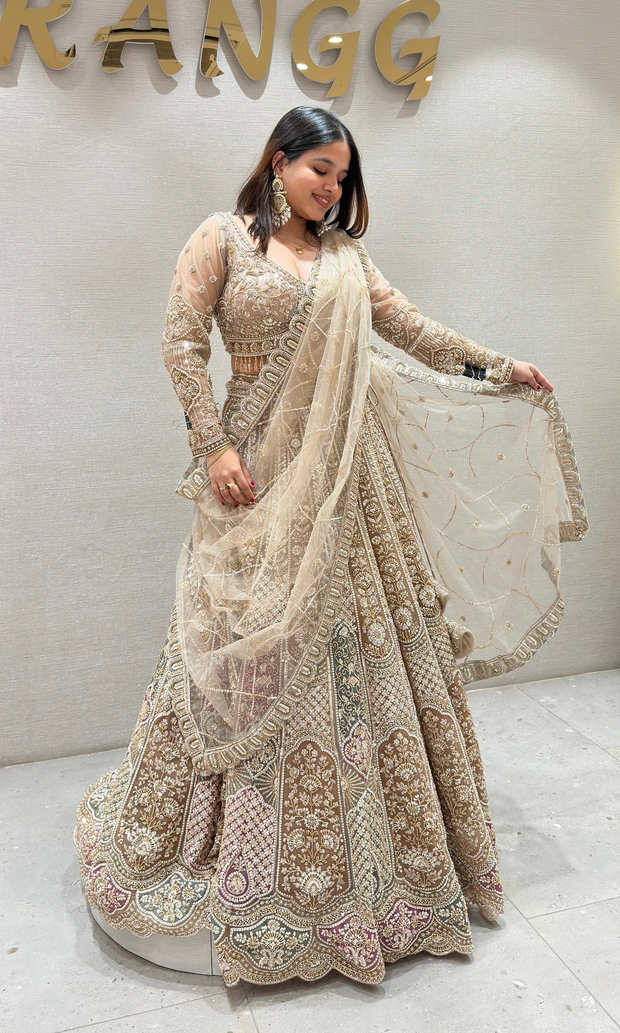 Gold GOLDEN HEAVY EMBROIDERED Lehenga