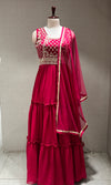 RANI PINK EMBROIDERED RUFFLE ANARKALI GOWN