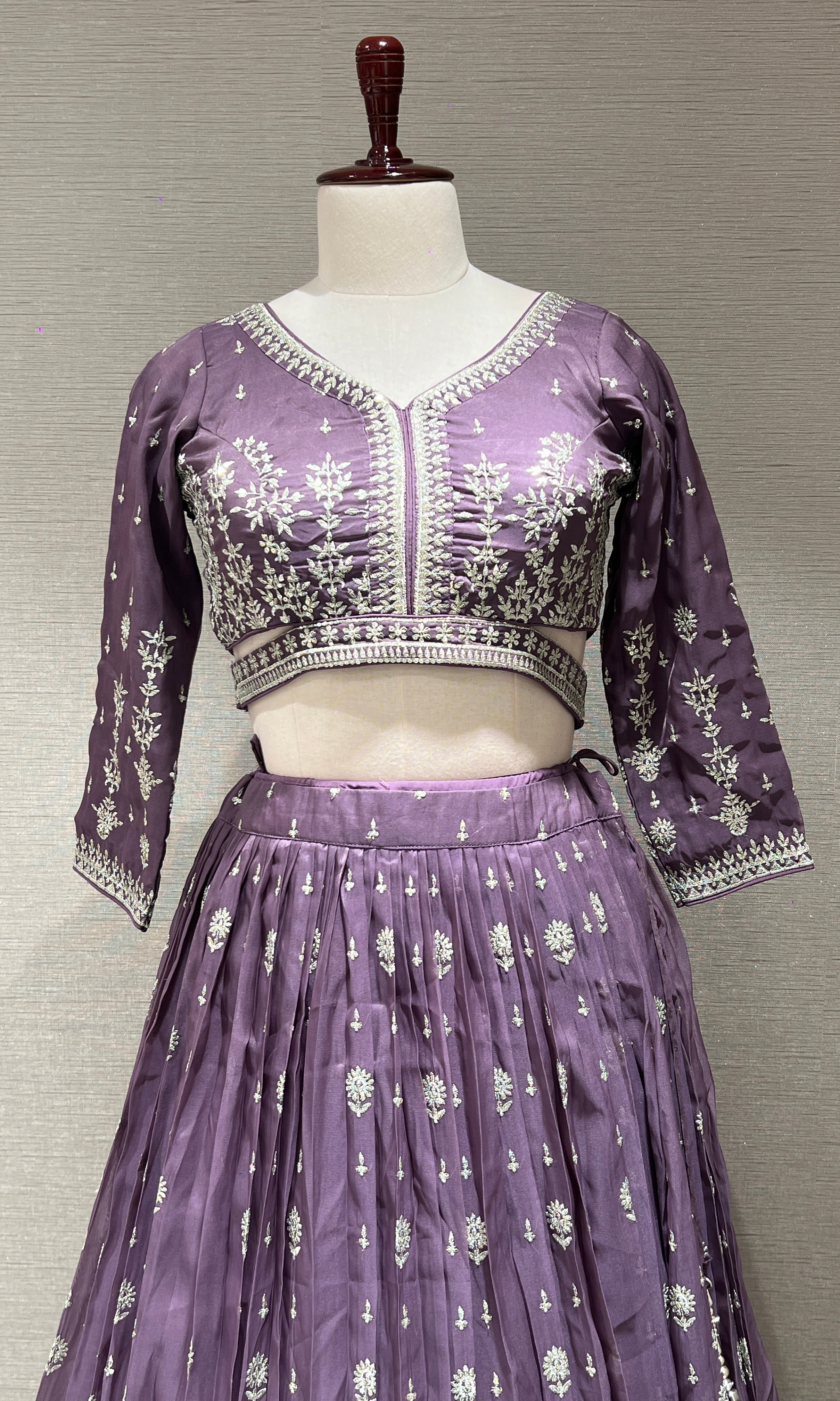 purple embroidered sequinned lehenga choli