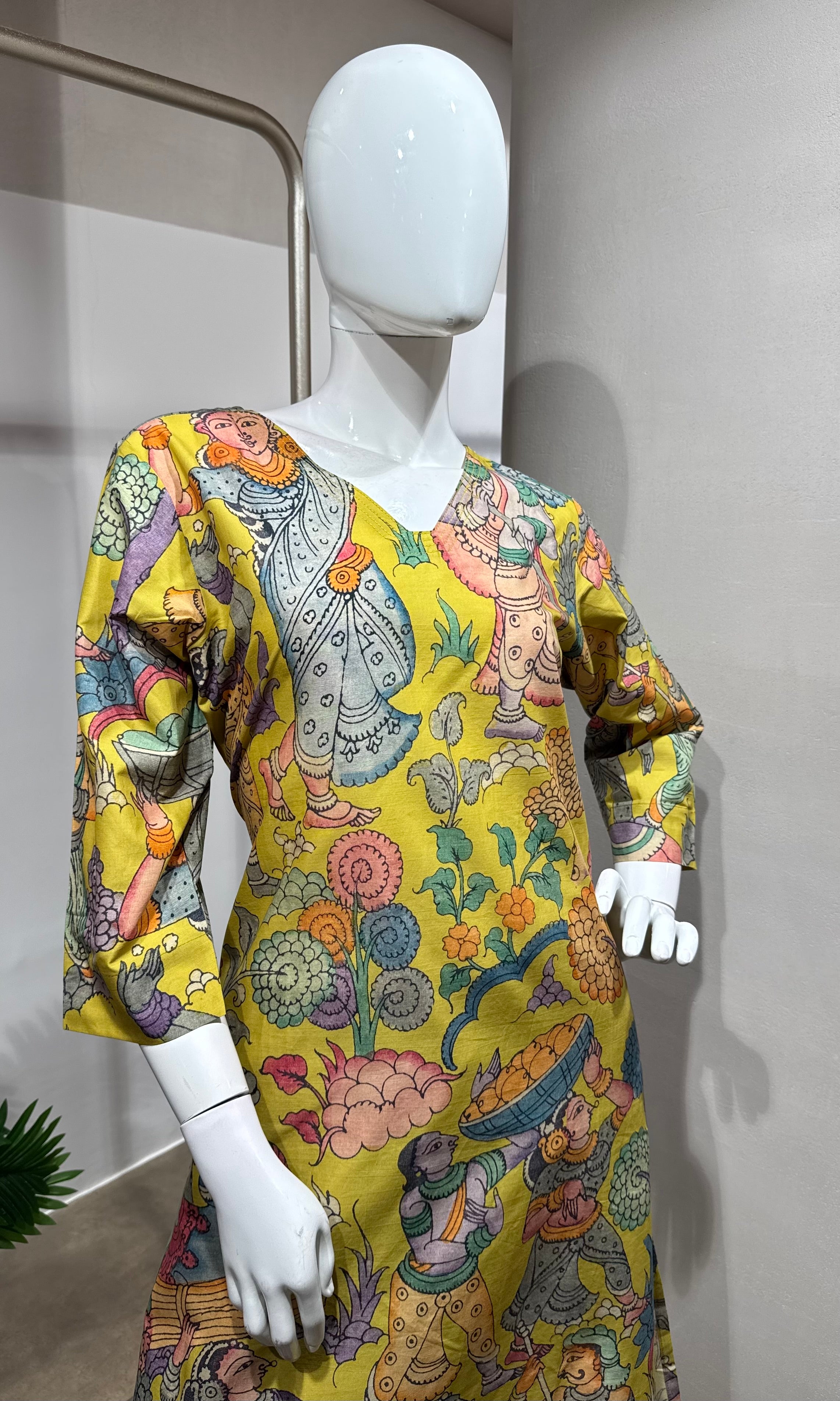 Mehandi green printed kurti with bottom