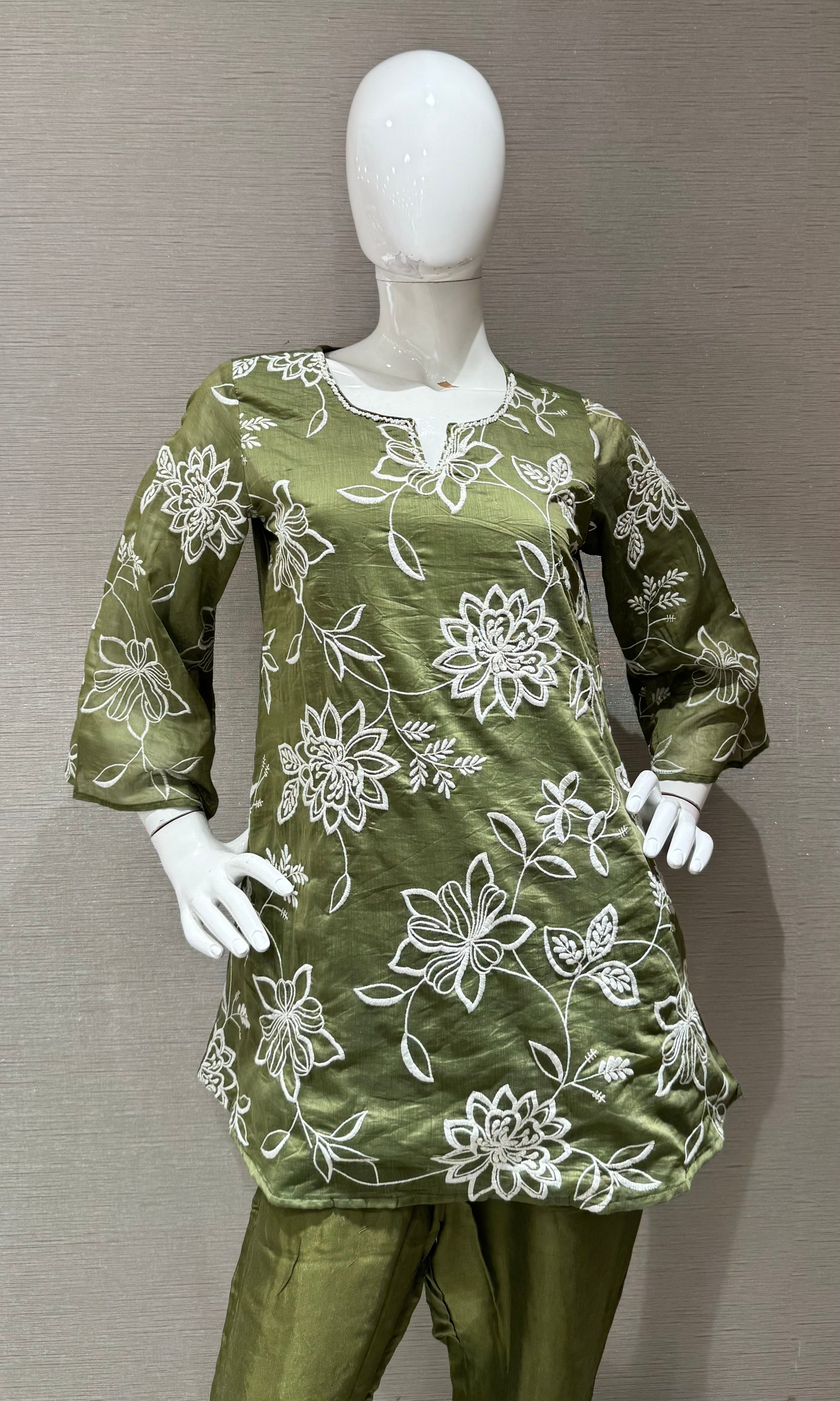 Sage green Petal Floral Cord Set