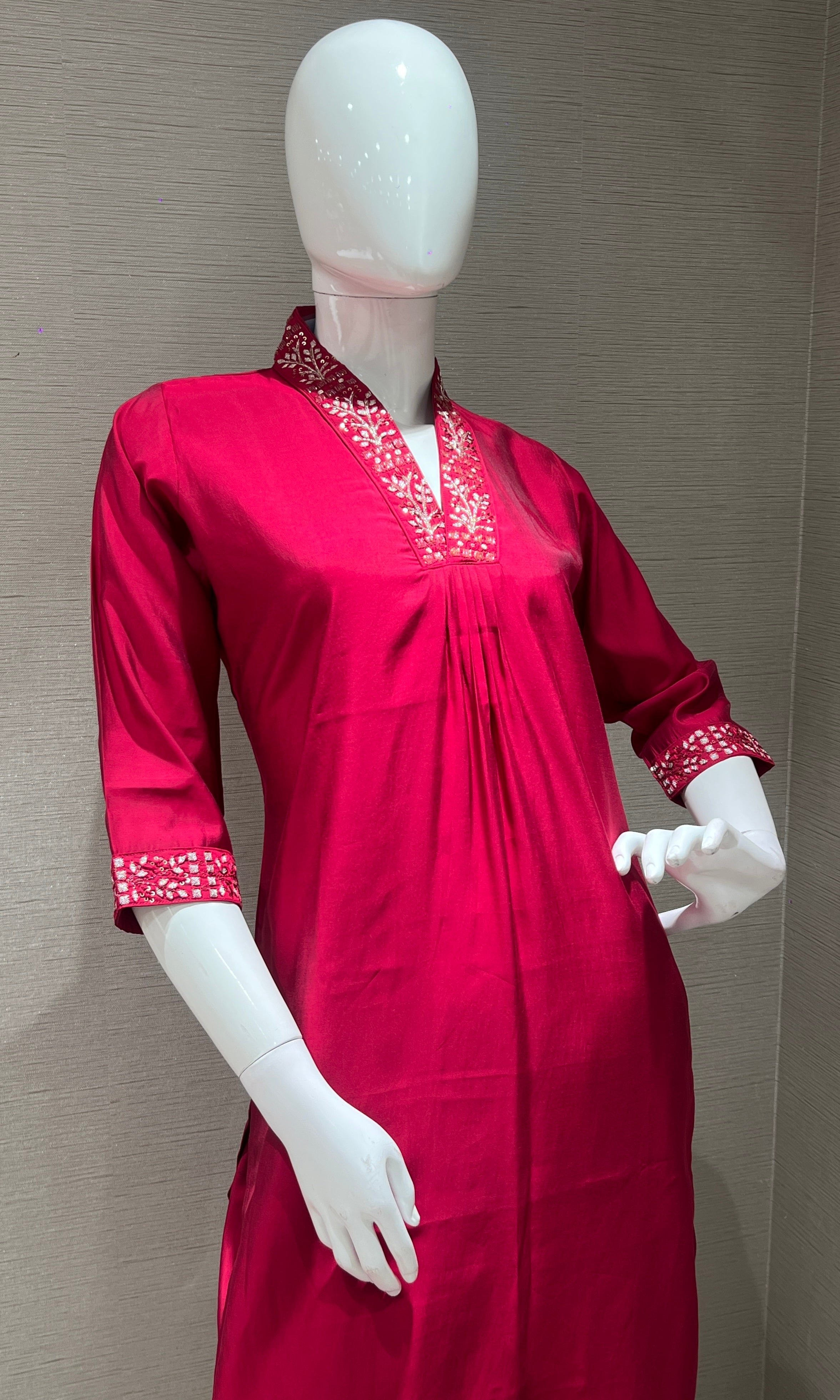 Rani Pink Kurta Set with Gold Dupatta