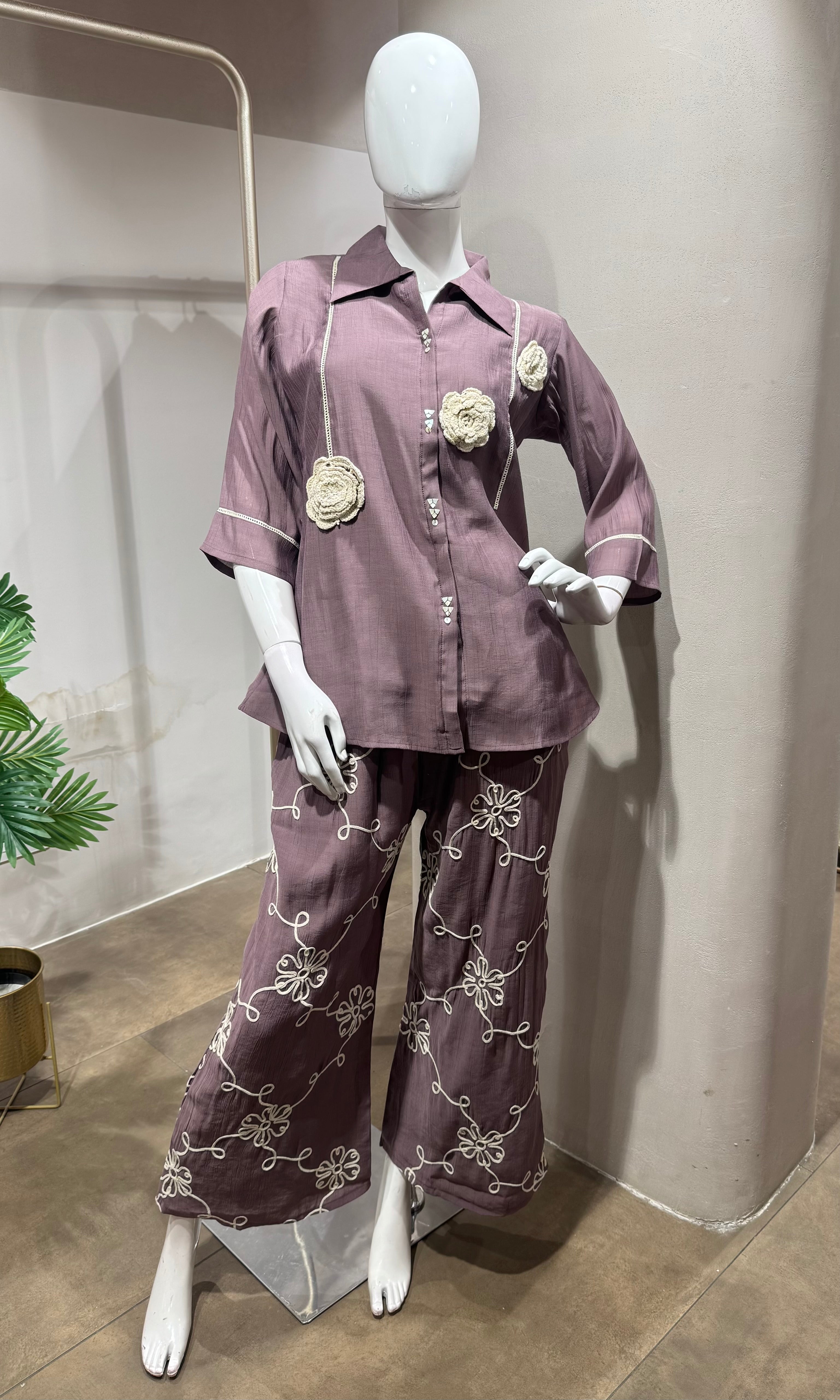 Mauve Blossom Shirt cord set