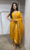 Mustard Yellow Banarasi Embroidered Kurta Set