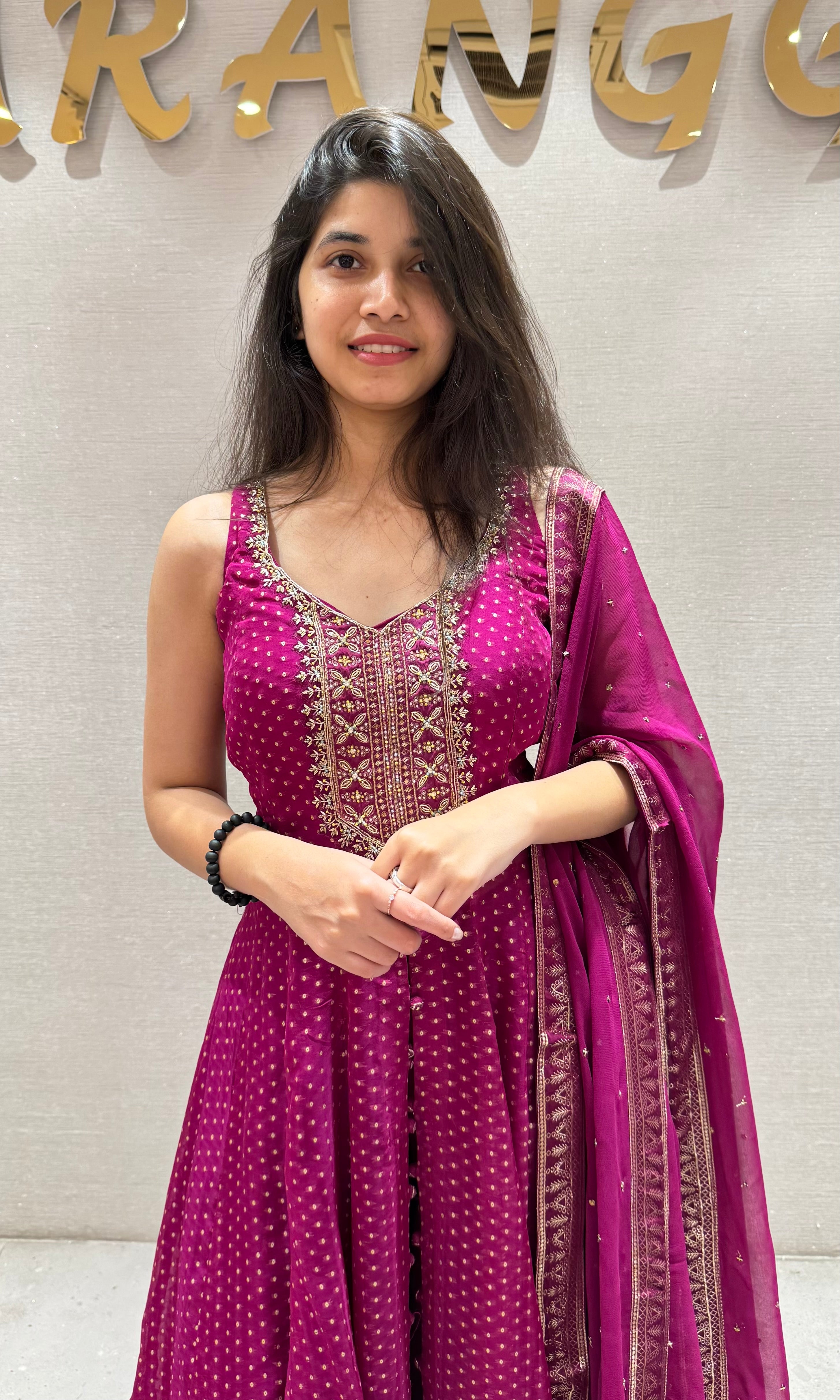 violet GOLDEN ENBROIDERED Anarkali