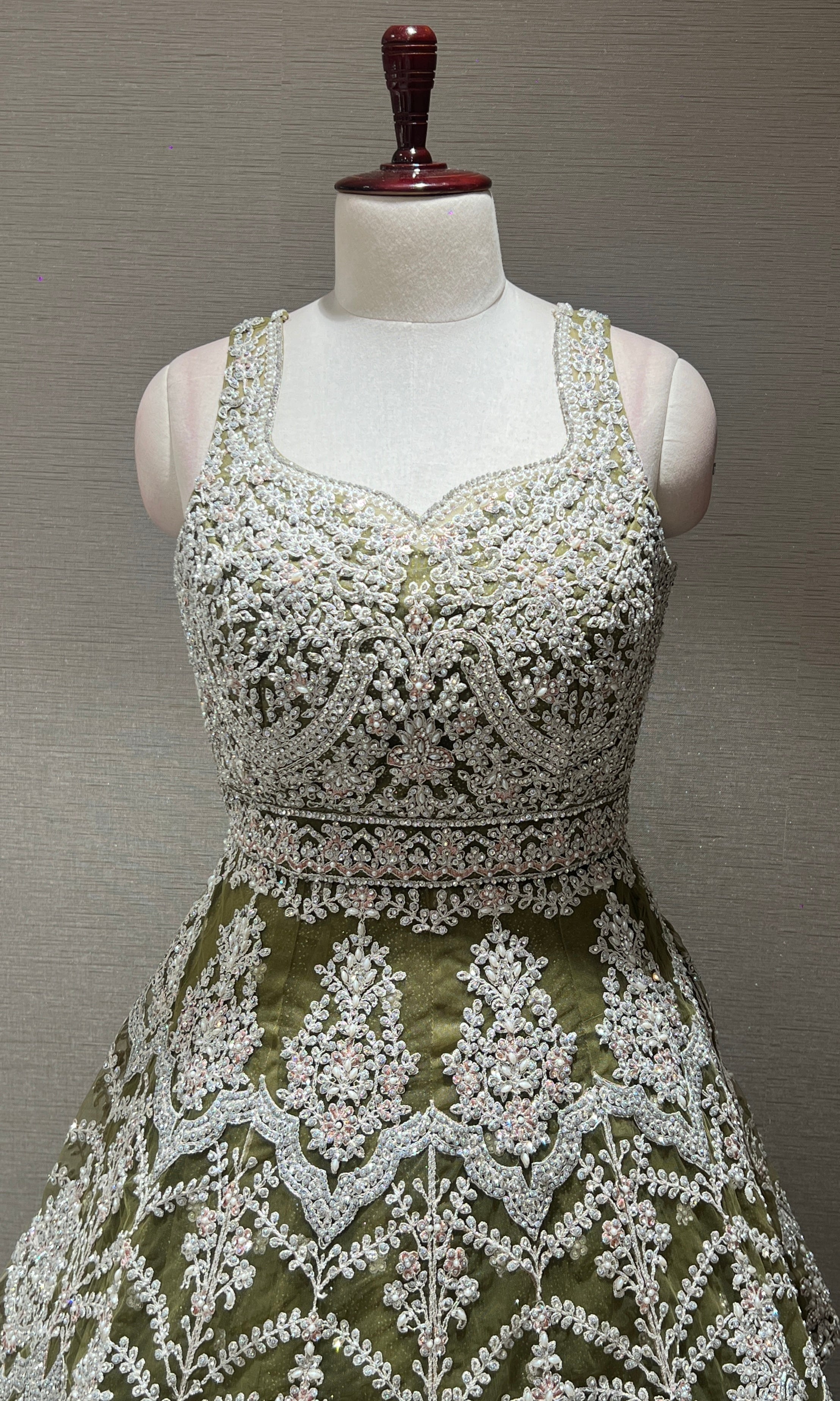 Mint Green Layered Peplum Lehenga Set