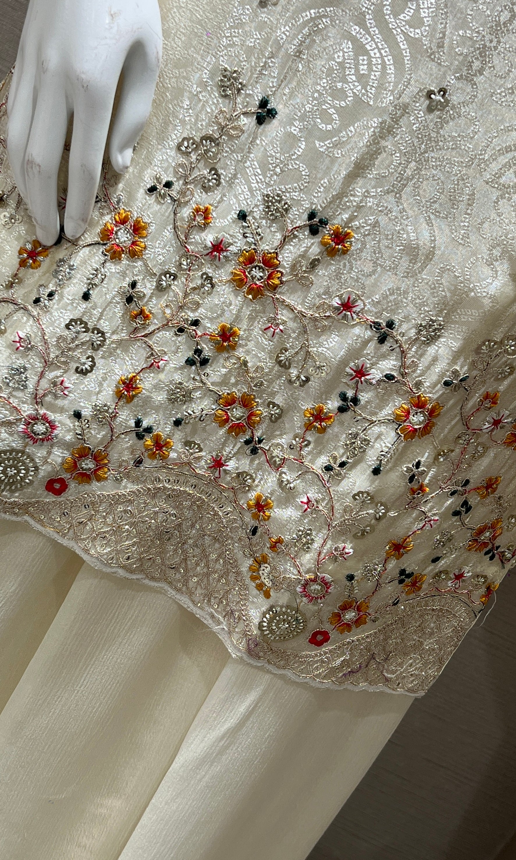 Cream EMBROIDERED SHARARA SET