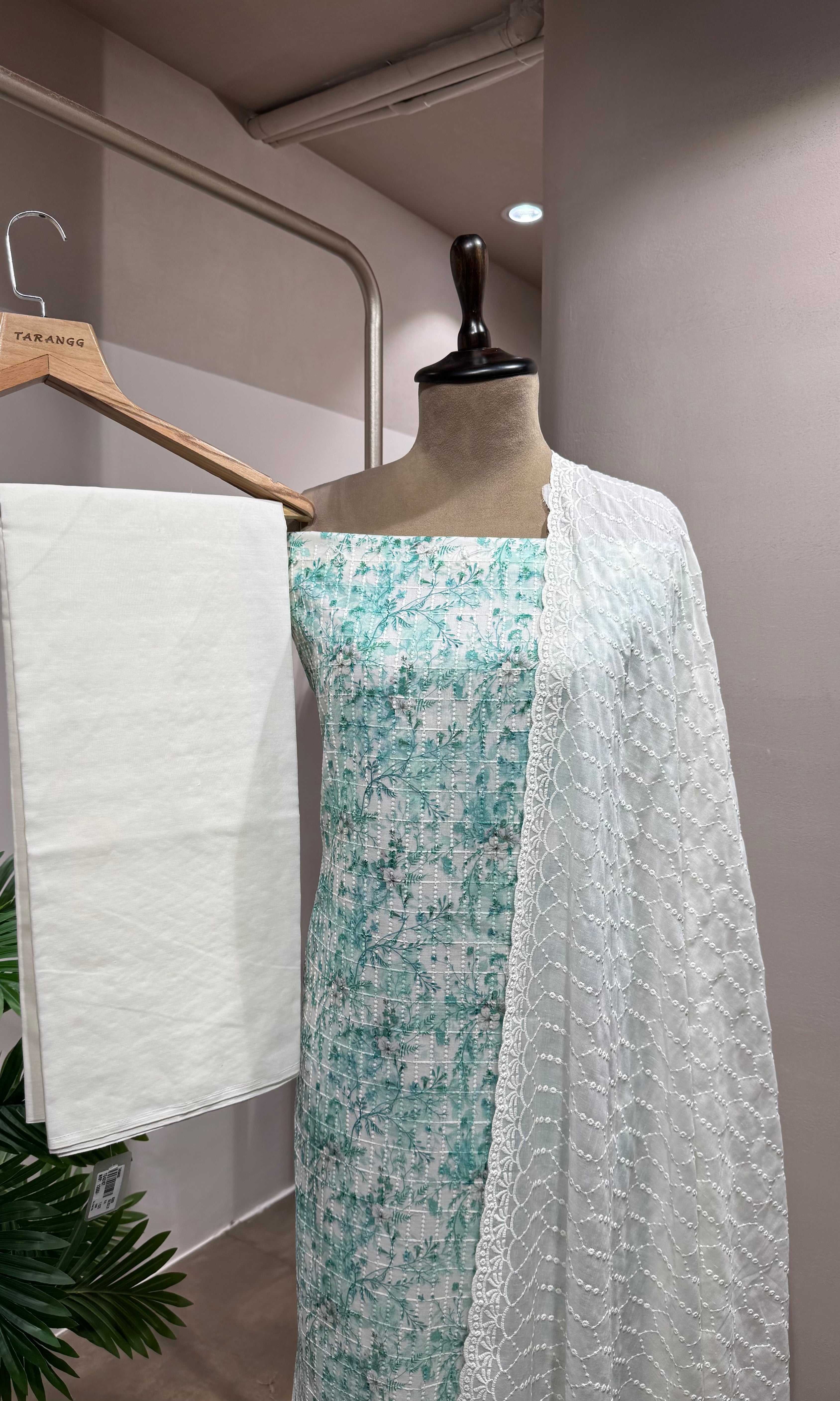 SKY BLUE embroidered DRESS material