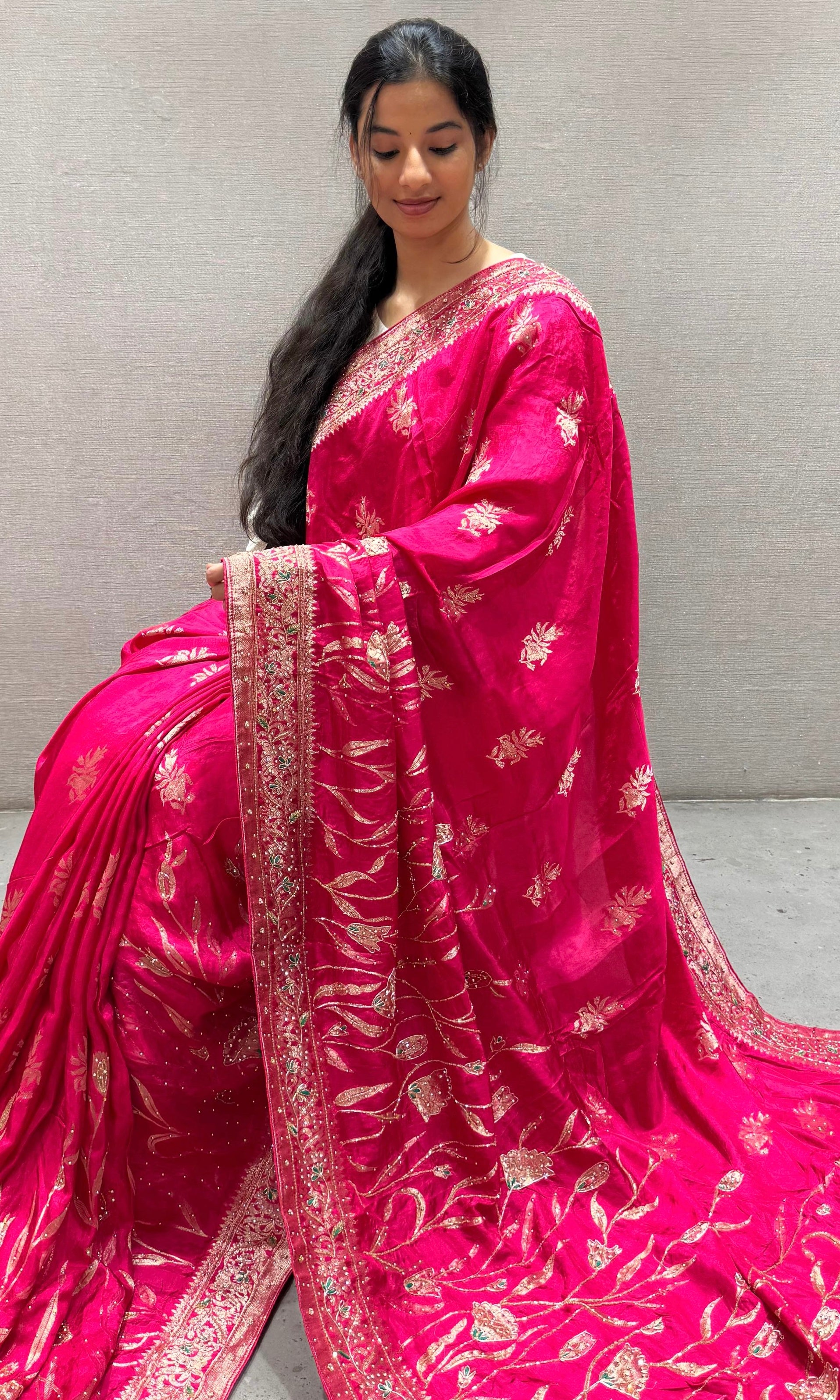 Pink Banarasi saree