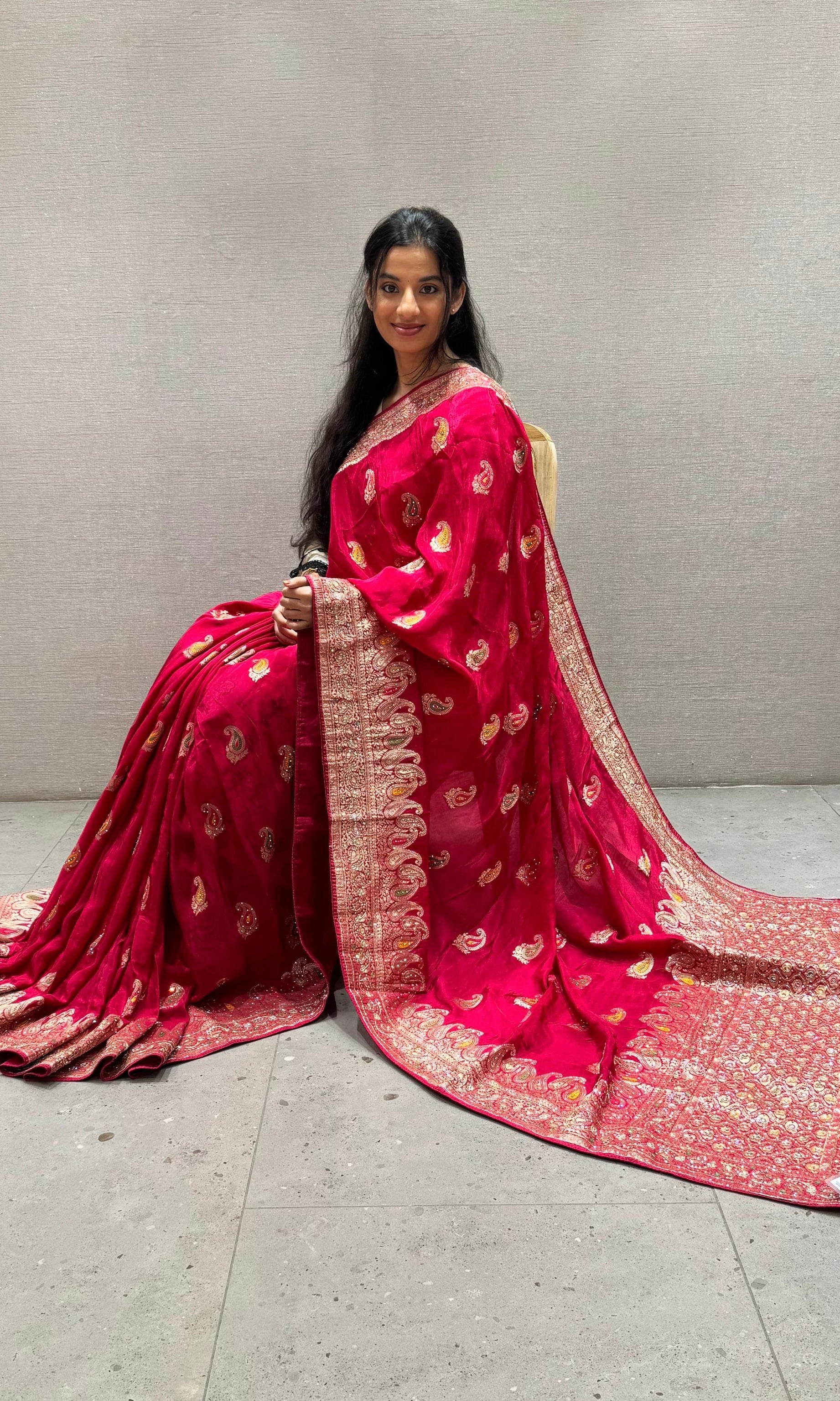 Pink Banarasi saree