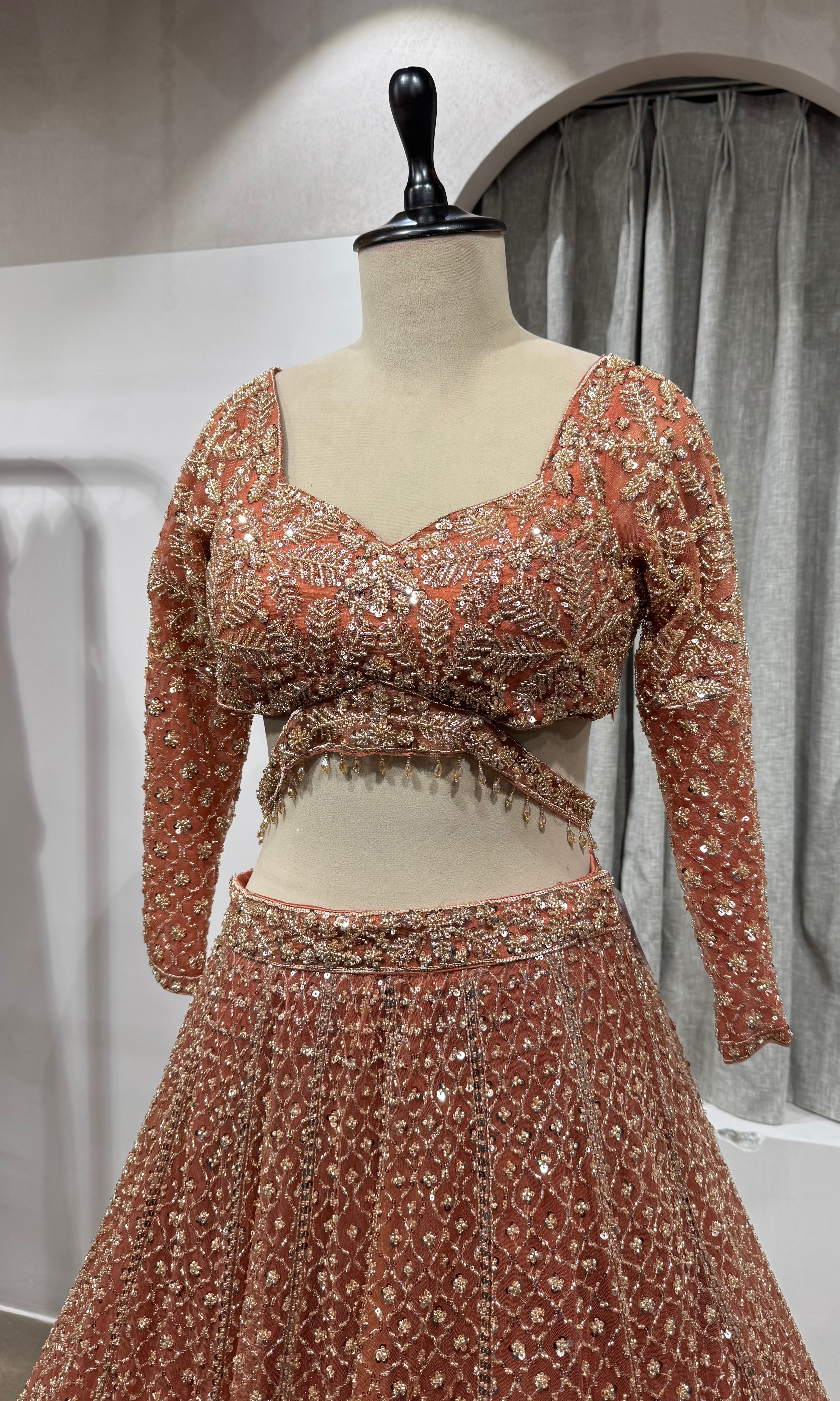 Rust Orange Georgette Lehenga set