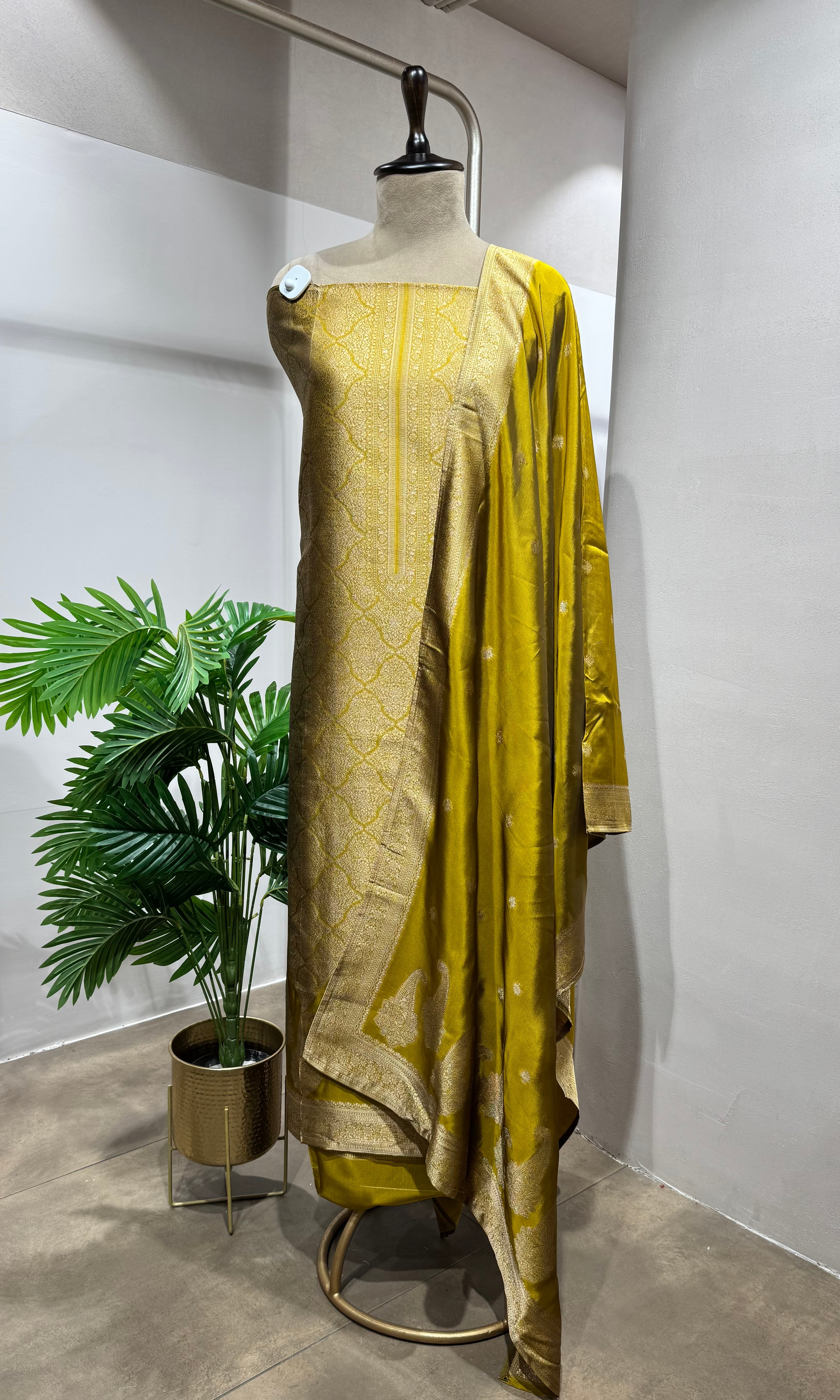 Mustard Banarasi Silk DRESS MATERIAL