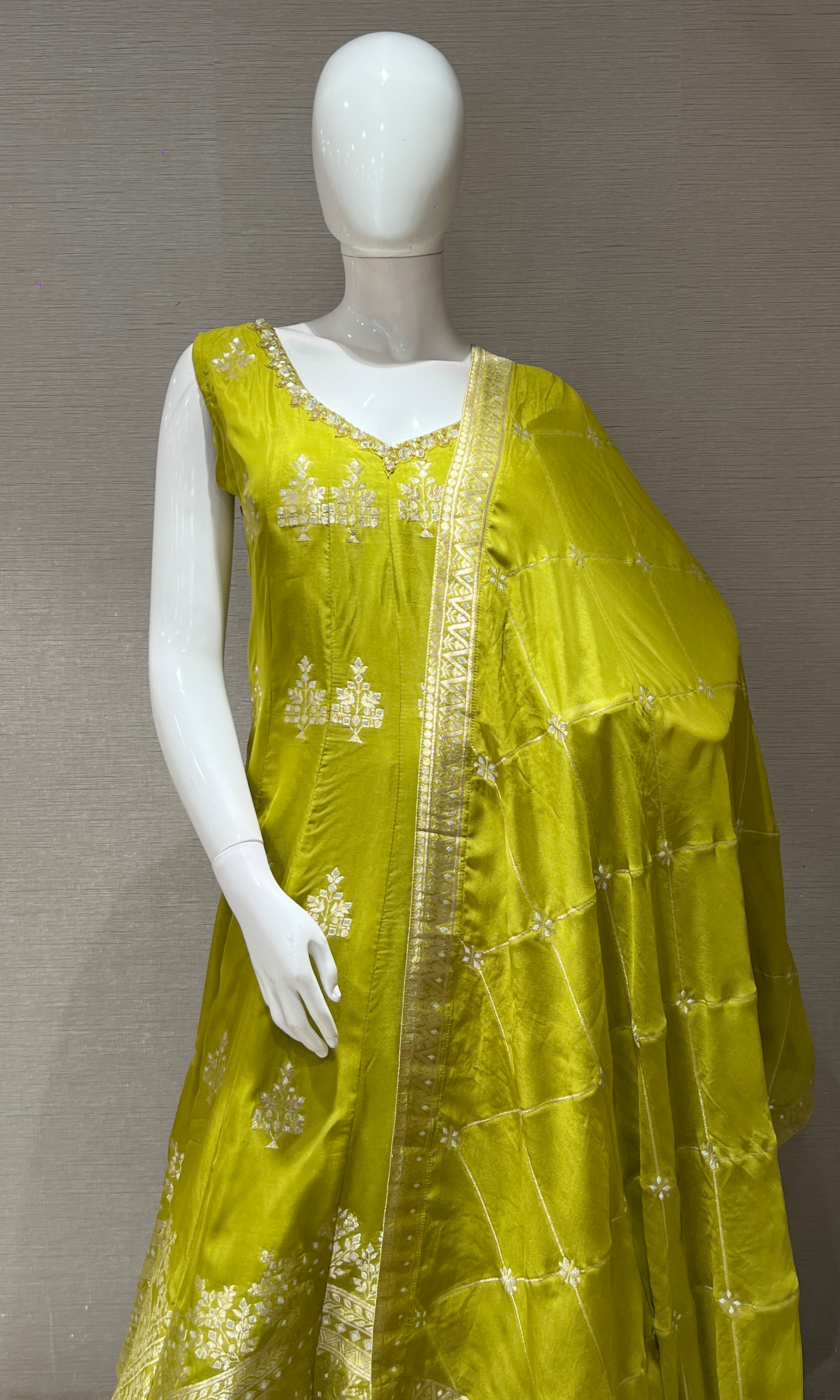 Green Anarkali with palazzo pants