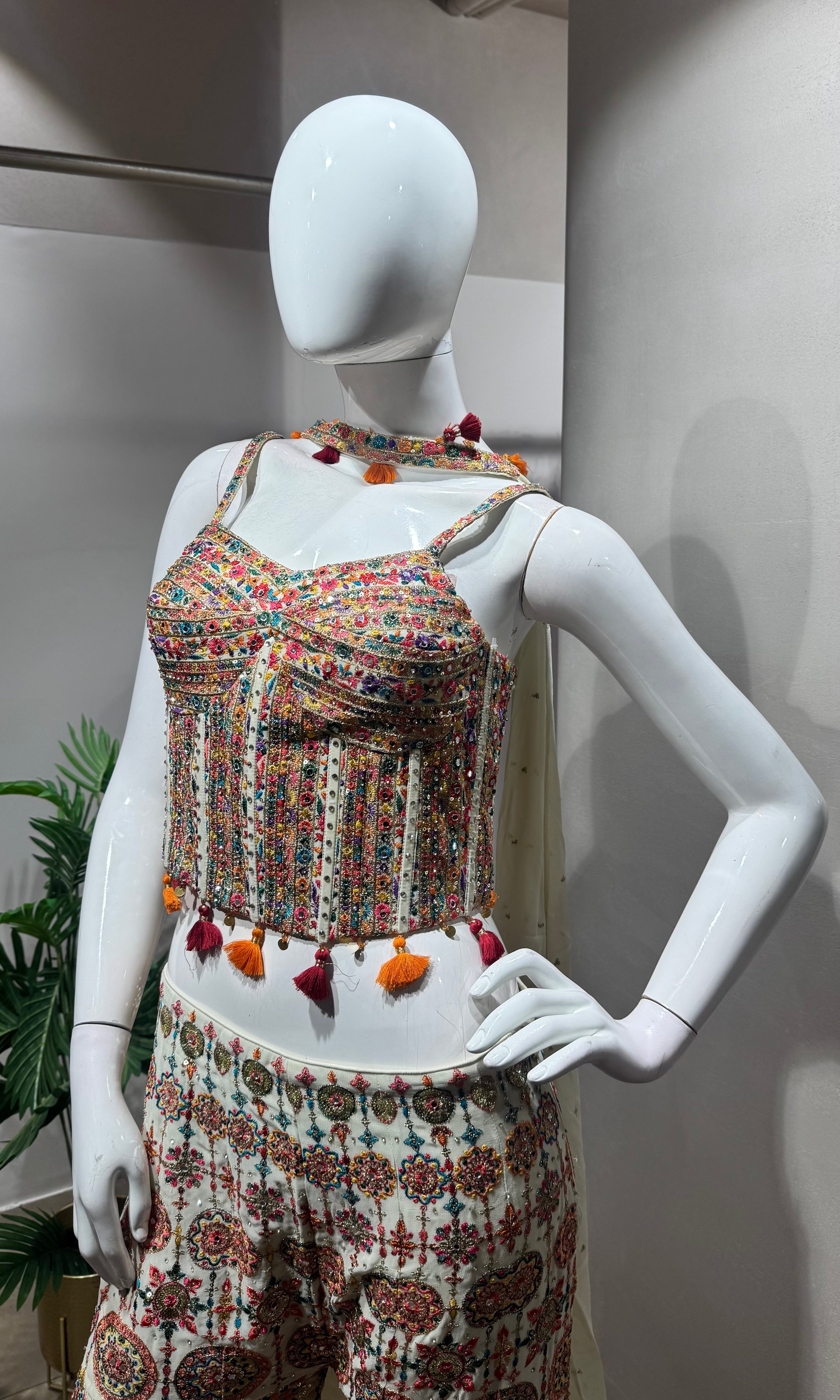 CREAM multicolor floral print palazzo set
