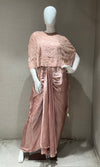 Blush Pink Cape with Draped Satin Dhoti Skirt