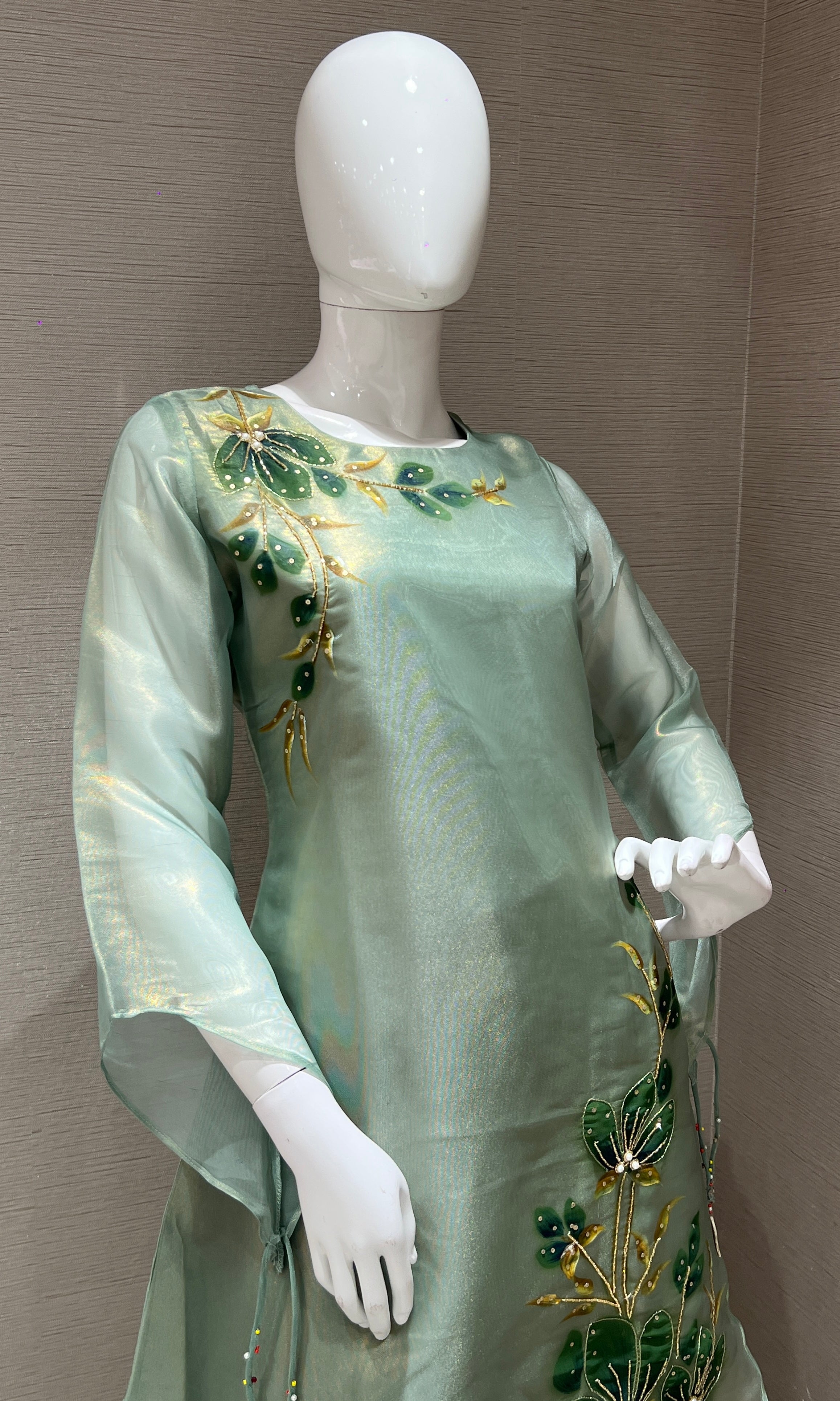 Sea Green Floral Cord Set