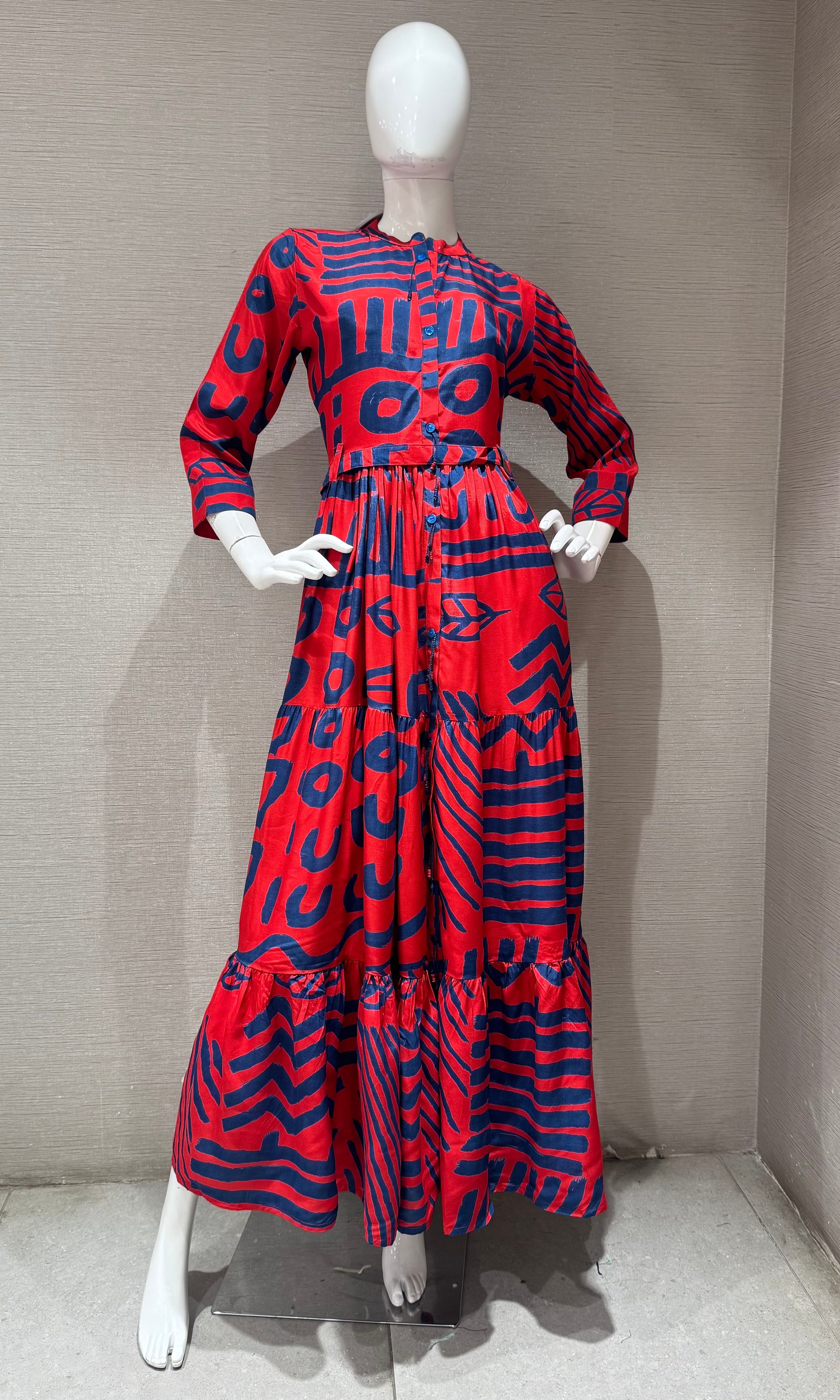 Red and blue patterned Frock