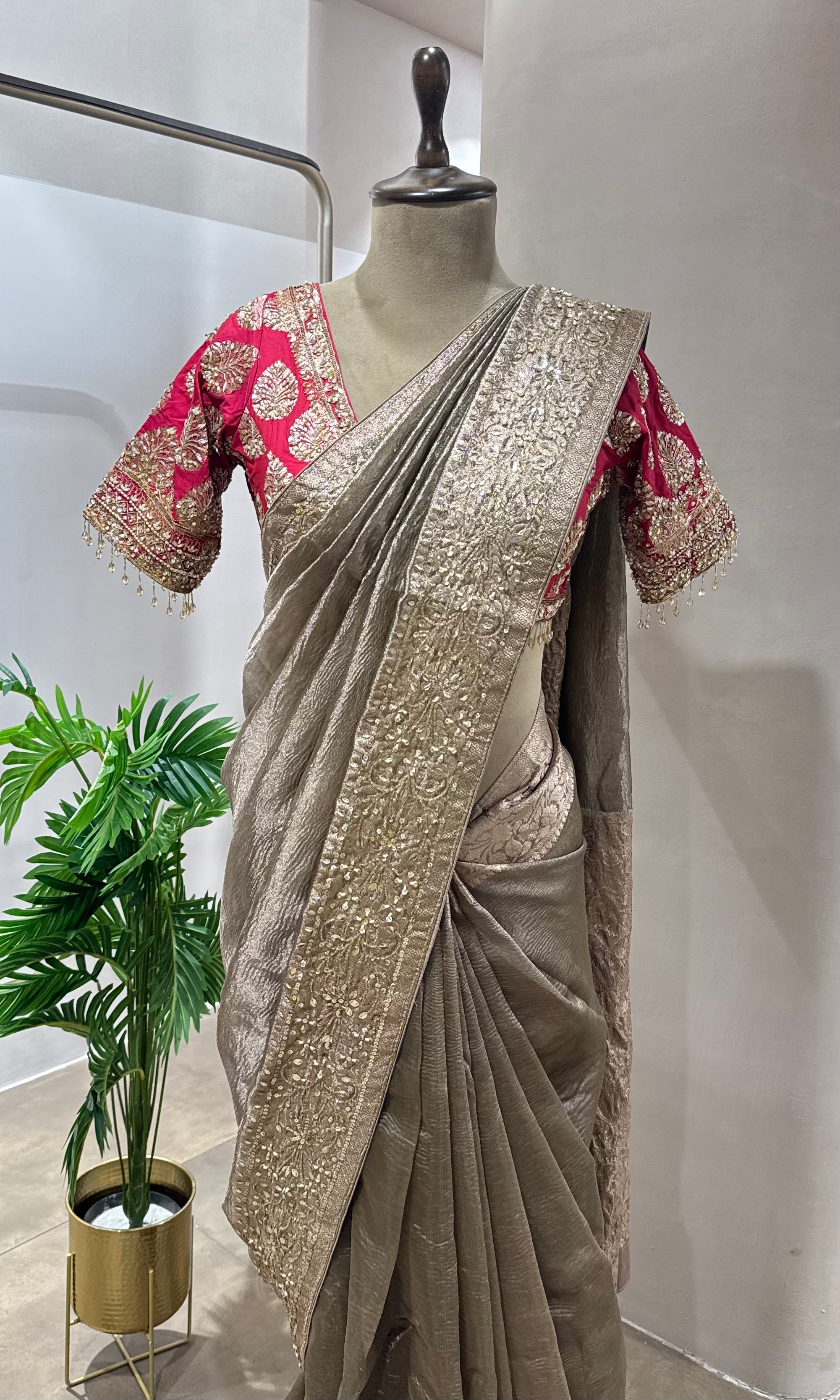 TISSUE GOLD BANARASI SAREE WITH BLOUSE
