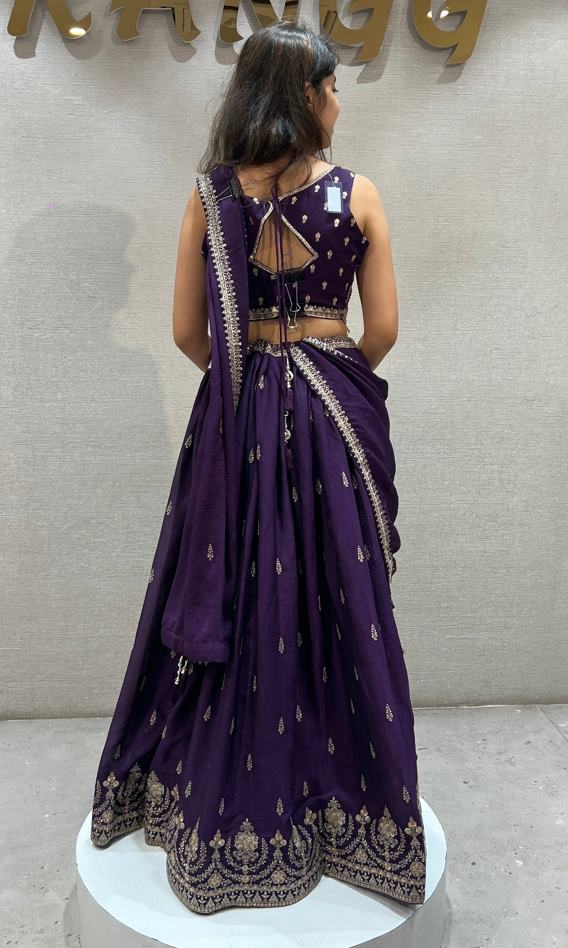 PURPLE Floral Motif Embroidered Lehenga Set