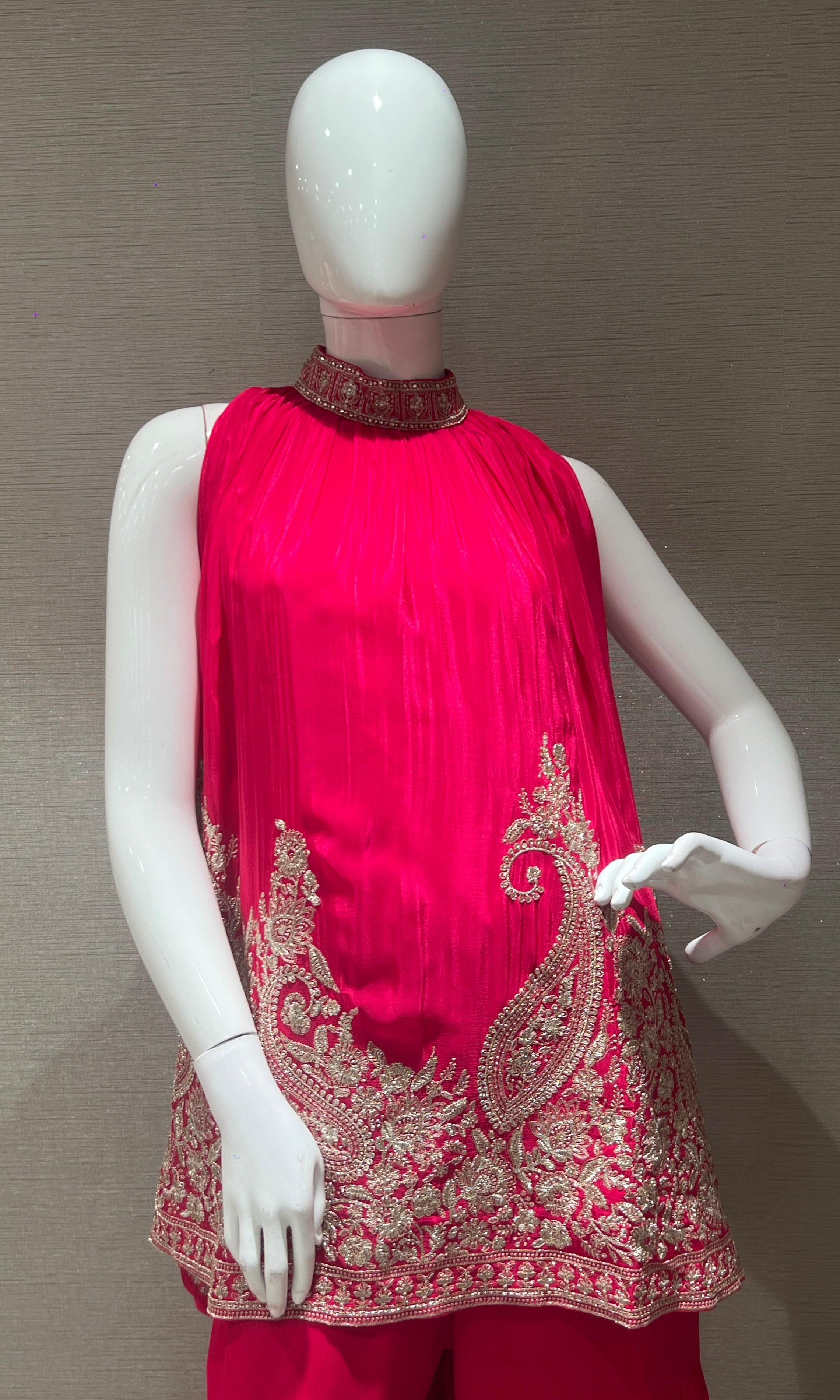 Rani pink SHARARA WITH HALTER NECK TOP