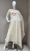 Half White Elegance Floral Embroidered Kurta Set