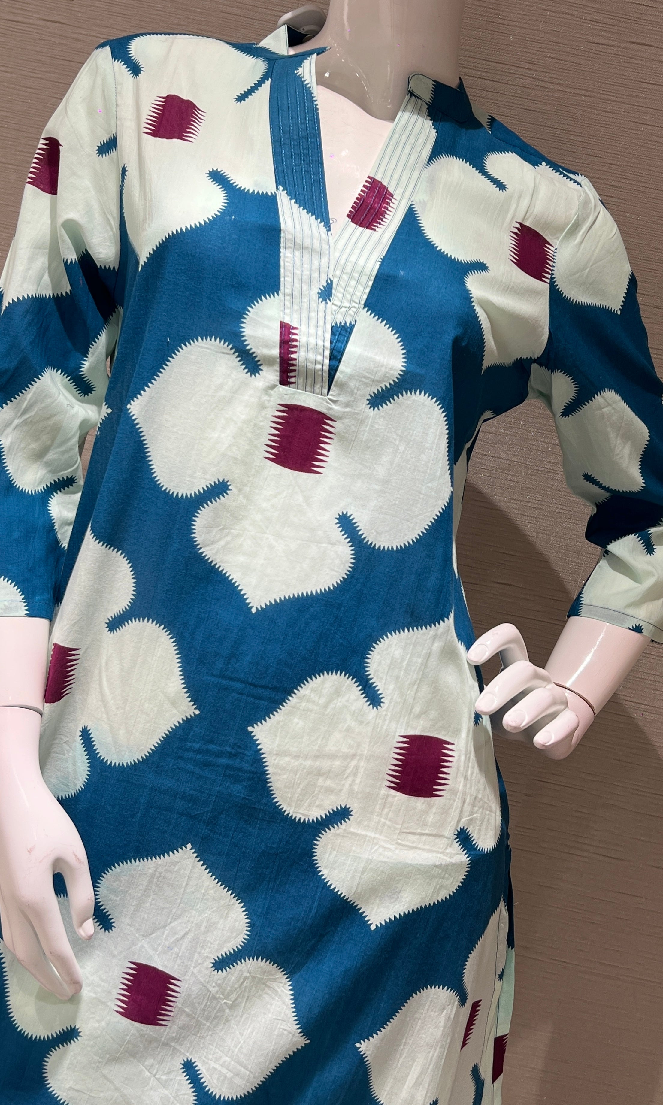 LIGHT Blue FLORAL PRINTED KURTI WITH BOTTOM