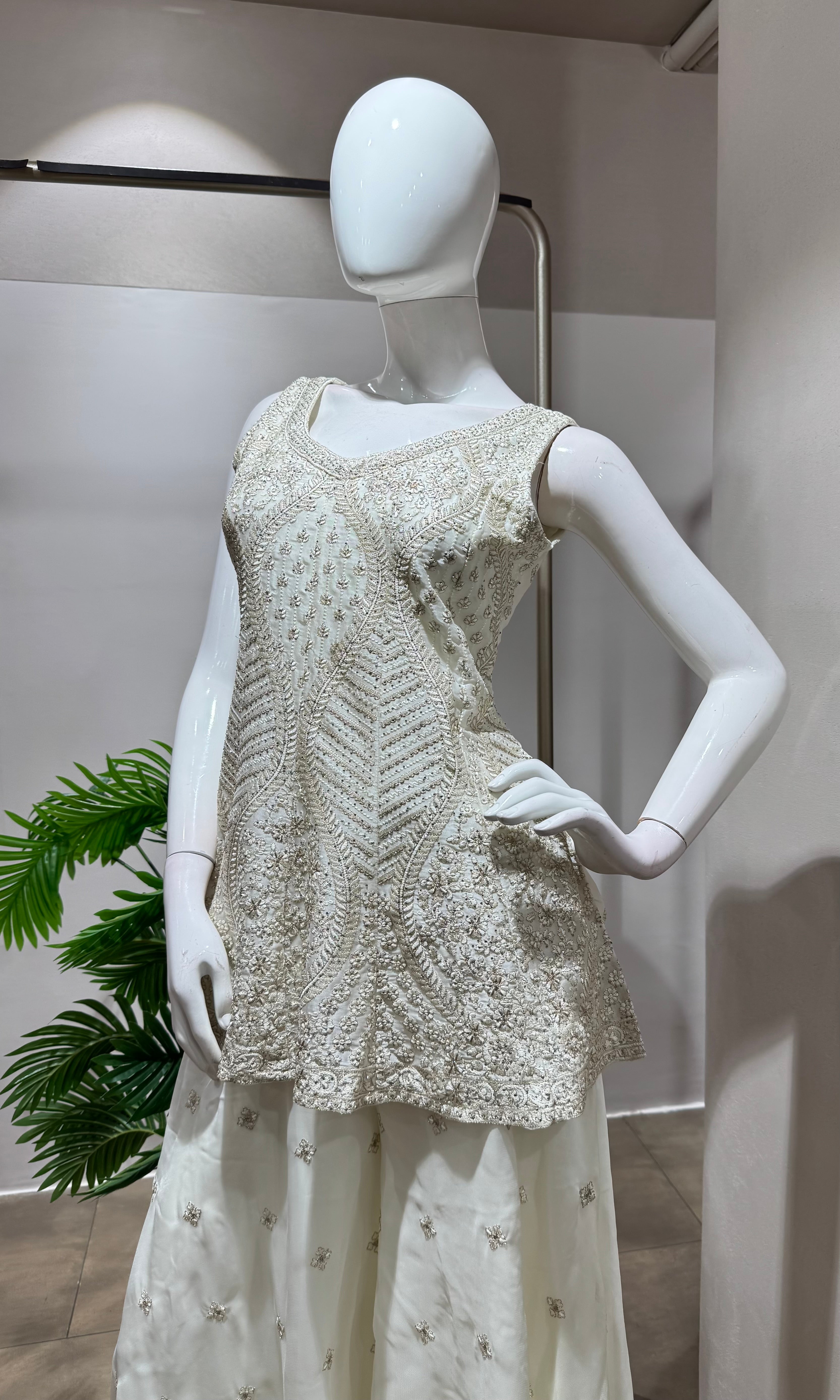 WHITE ETHNIC PALAZZO SET